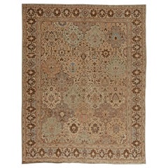 Vintage Persian Tabriz Handwoven Wool Carpet
