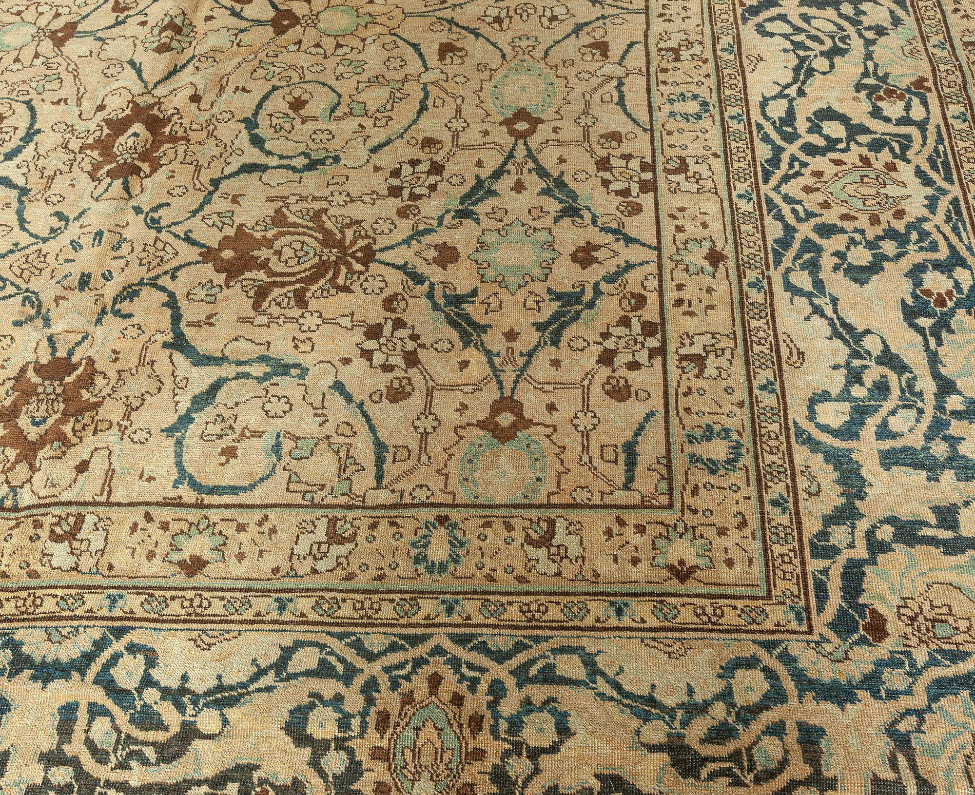 Vintage Persian Tabriz Botanic Handmade Wool Rug In Good Condition For Sale In New York, NY