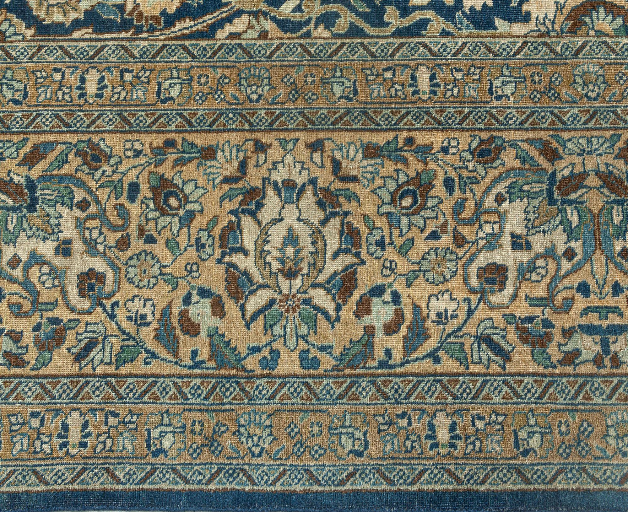 20th Century Vintage Persian Tabriz Botanic Handmade Wool Carpet For Sale