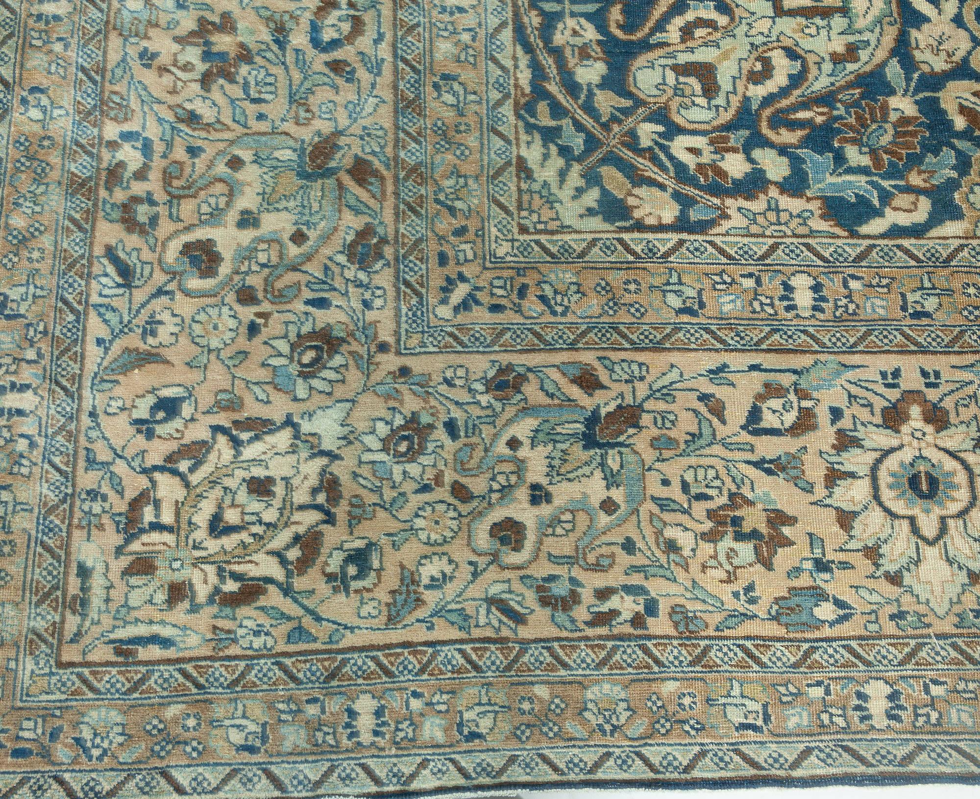 Vintage Persian Tabriz Botanic Handmade Wool Carpet For Sale 1