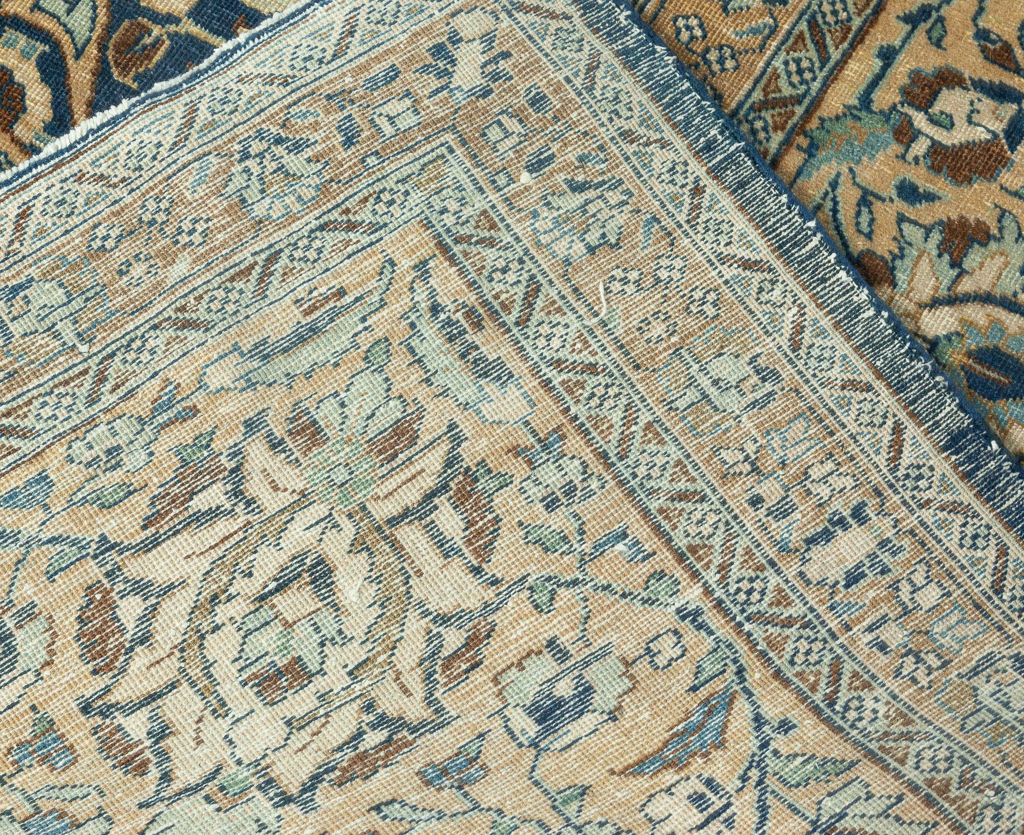 Vintage Persian Tabriz Botanic Handmade Wool Carpet For Sale 3