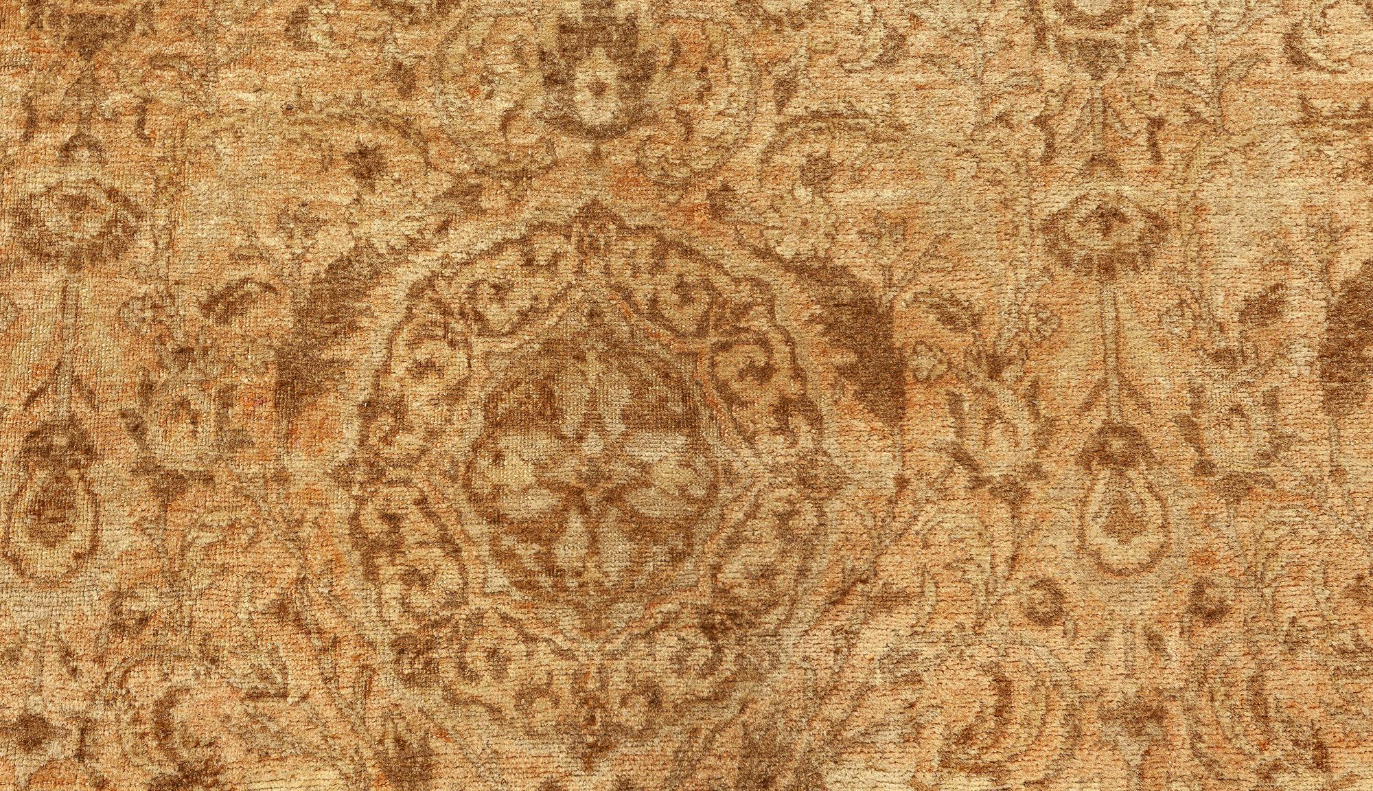 Vintage Persian Tabriz Brown Handmade Wool Rug
Size: 10'10