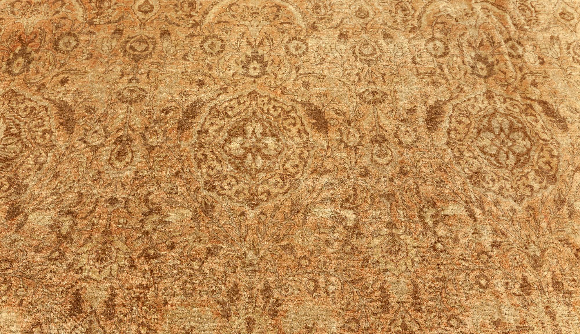 Vintage Persisch Tabriz Brown Handmade Wolle Teppich (Handgewebt) im Angebot