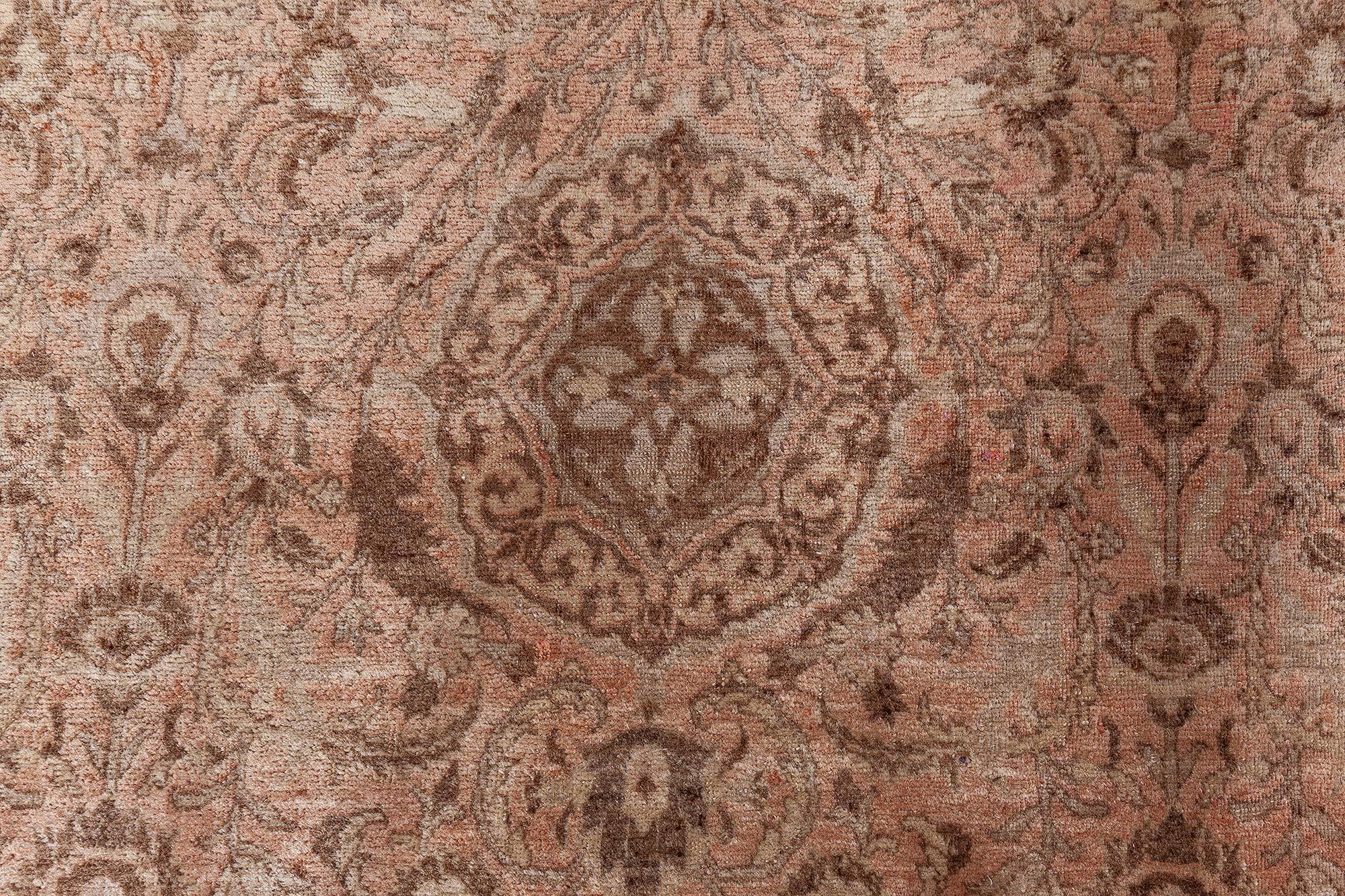 Doris Leslie Blau Vintage Persisch Tabriz Brown Handmade Wool Rug (Handgewebt) im Angebot