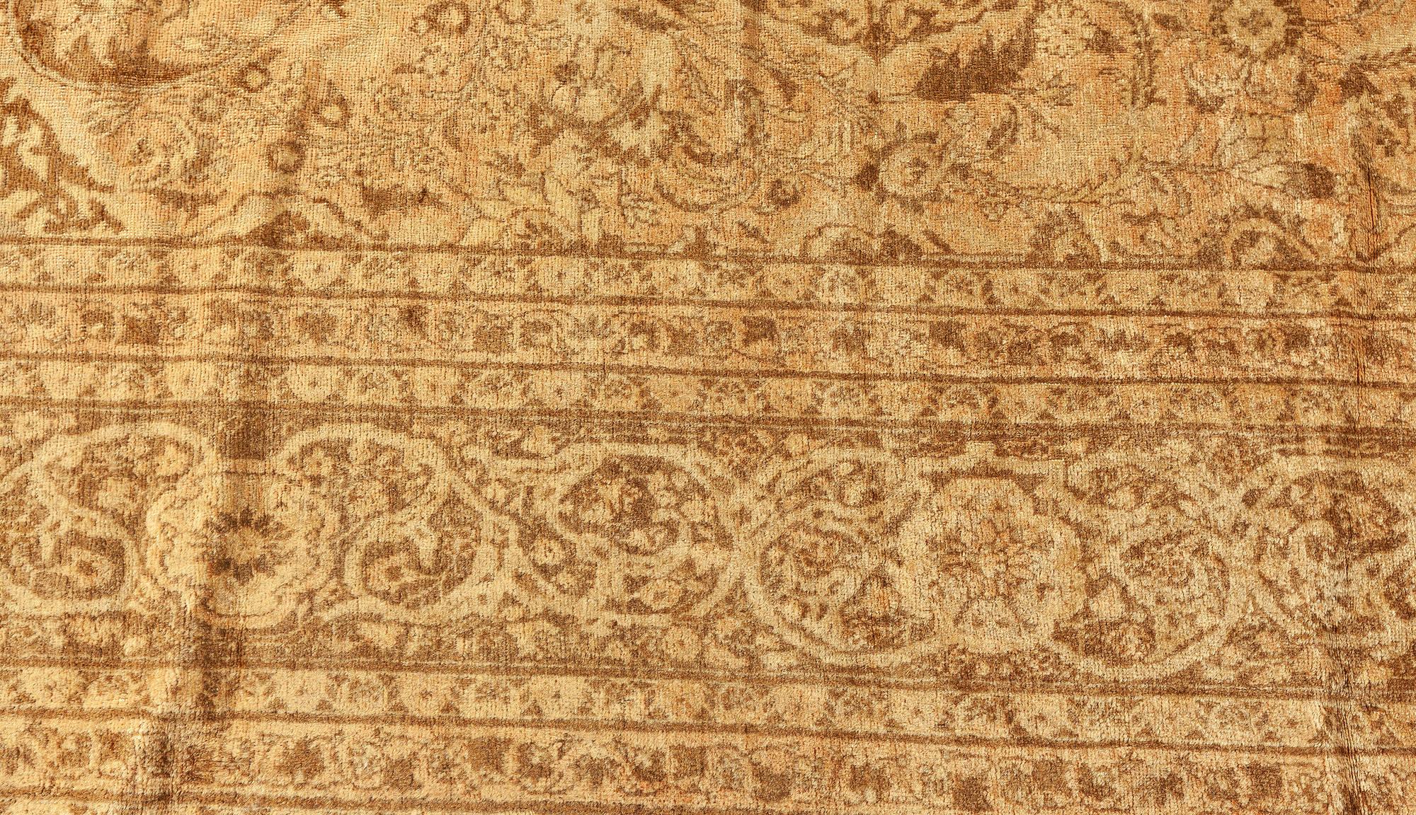 Vintage Persisch Tabriz Brown Handmade Wolle Teppich (20. Jahrhundert) im Angebot