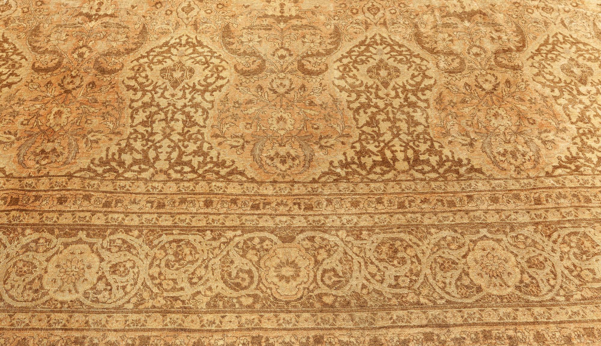 Vintage Persisch Tabriz Brown Handmade Wolle Teppich im Angebot 1