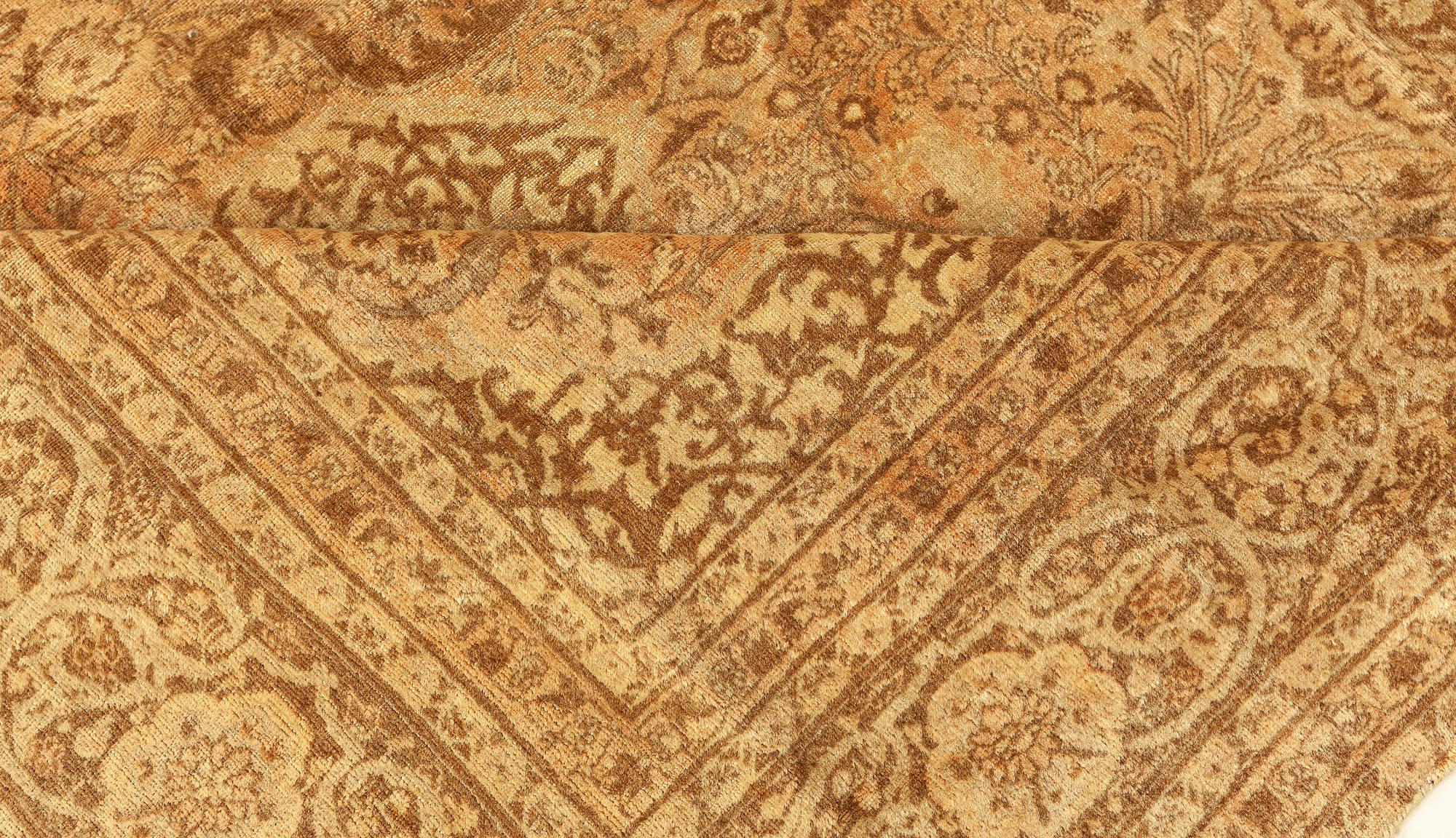 Vintage Persisch Tabriz Brown Handmade Wolle Teppich im Angebot 3