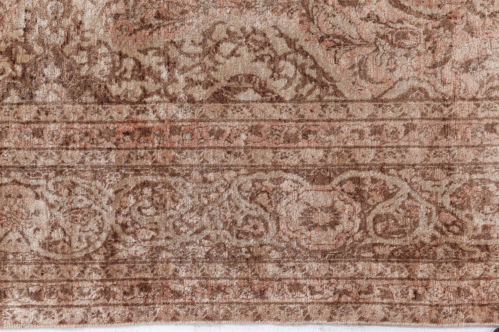 Doris Leslie Blau Vintage Persisch Tabriz Brown Handmade Wool Rug im Angebot 2