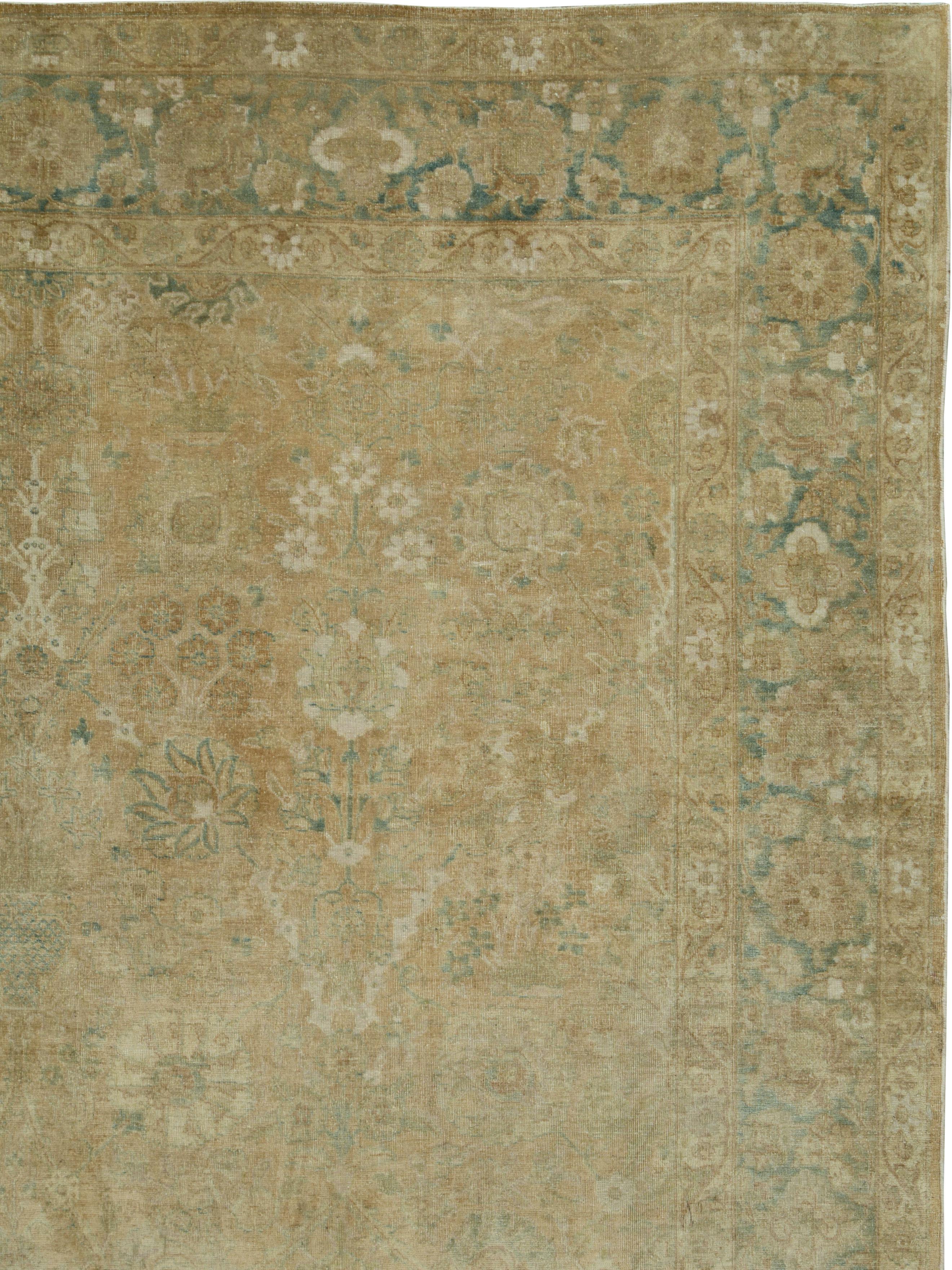 Hand-Knotted Vintage Persian Tabriz Carpet