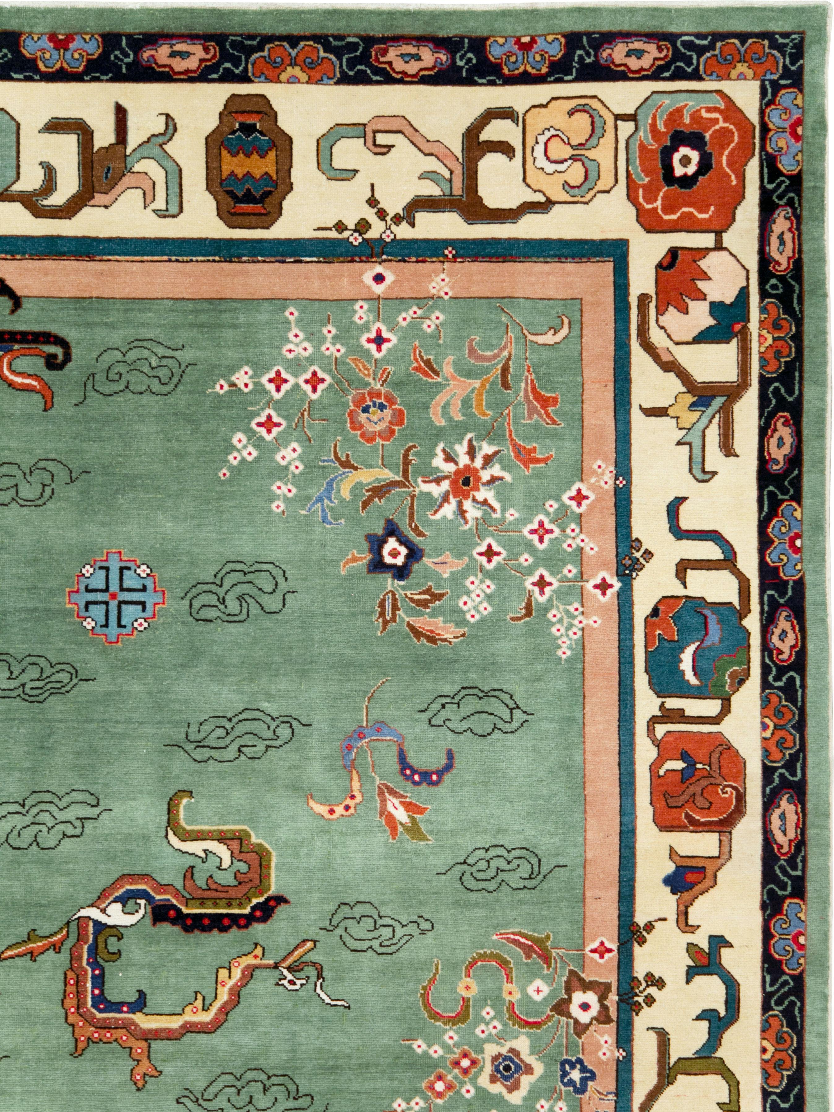 Hand-Knotted Vintage Persian Tabriz Carpet