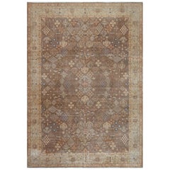 Vintage Persian Tabriz Botanic Design Handmade Wool Carpet