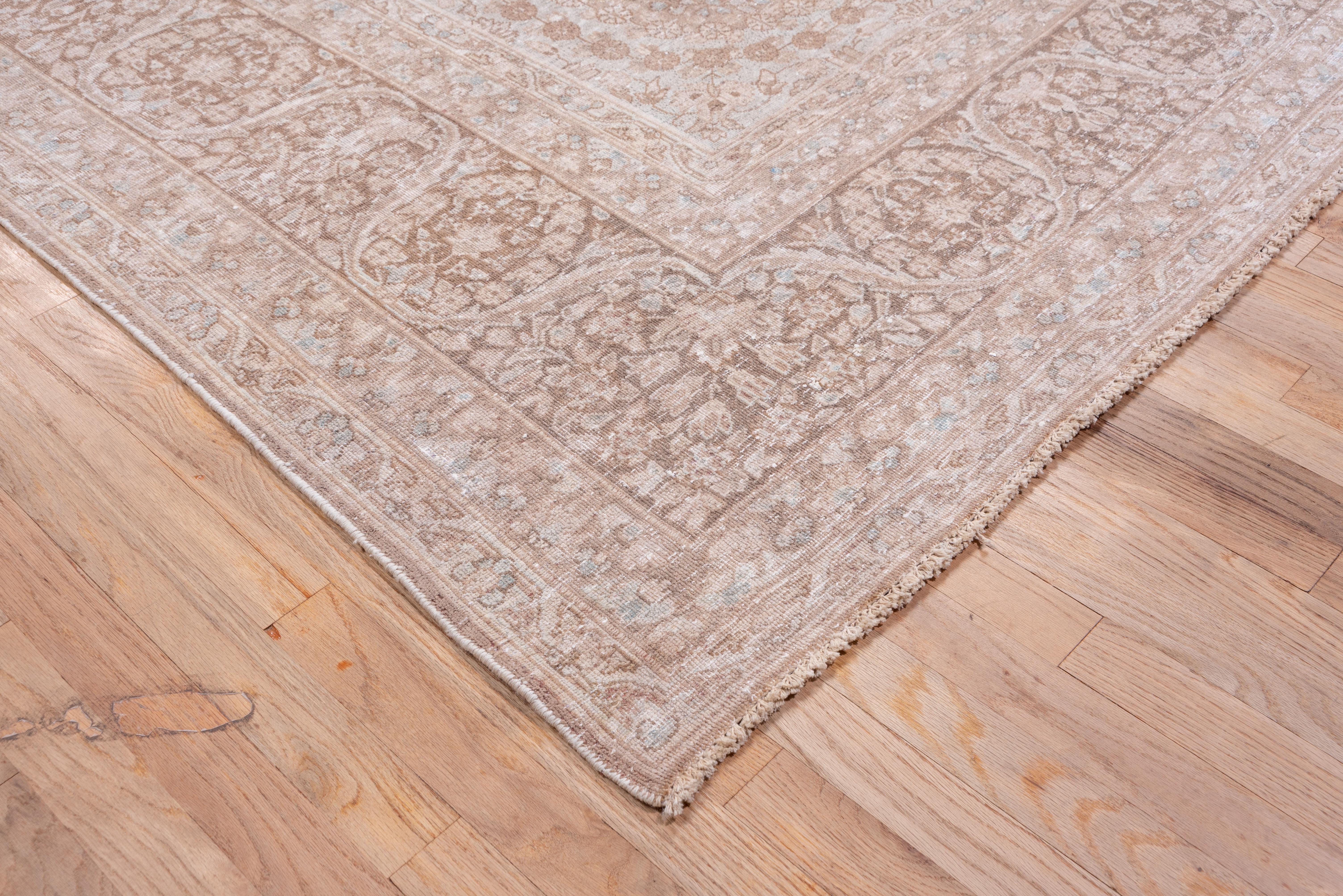 20th Century Vintage Persian Tabriz Carpet, Light Brown Field For Sale