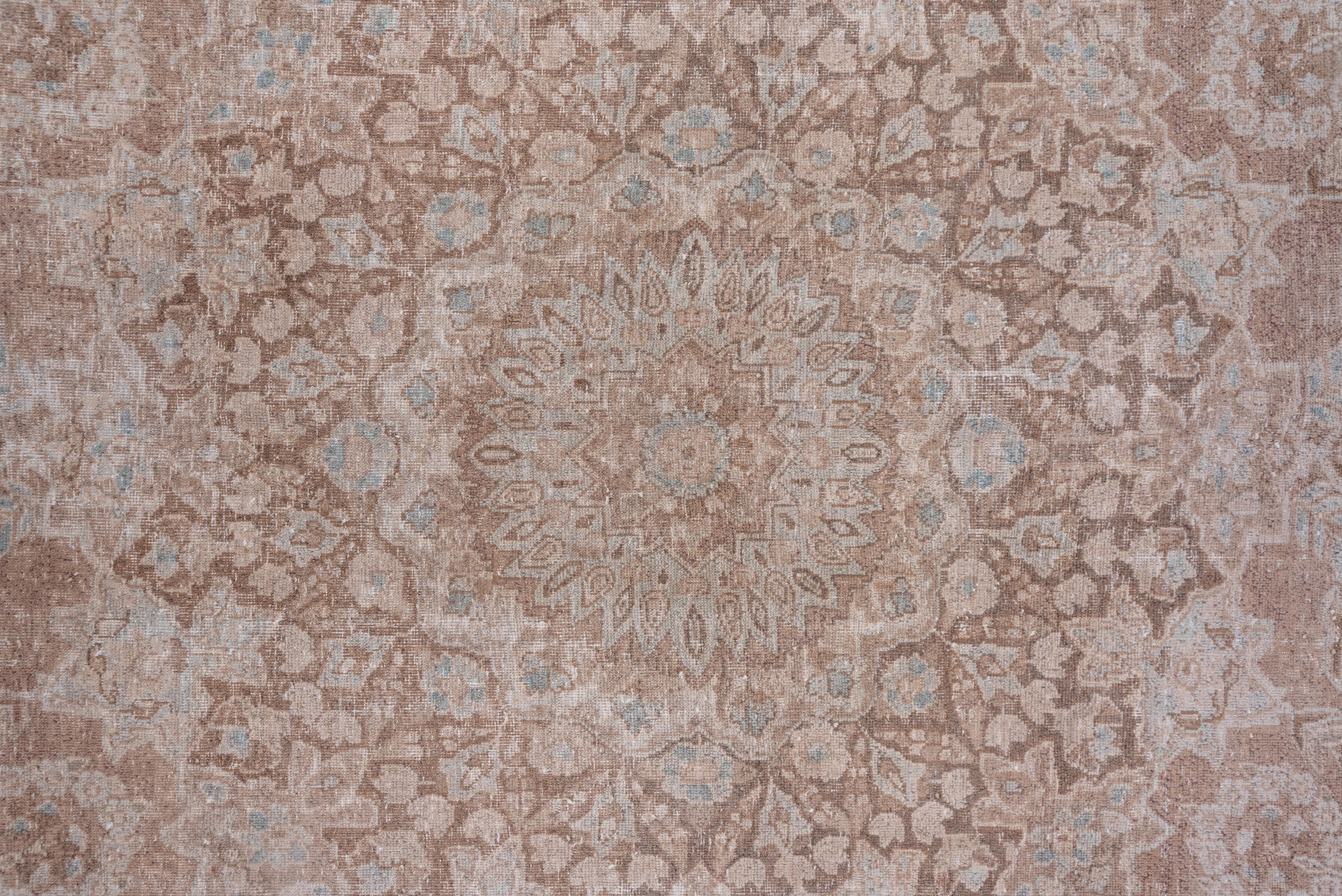 Vintage Persian Tabriz Carpet, Light Brown Field For Sale 1