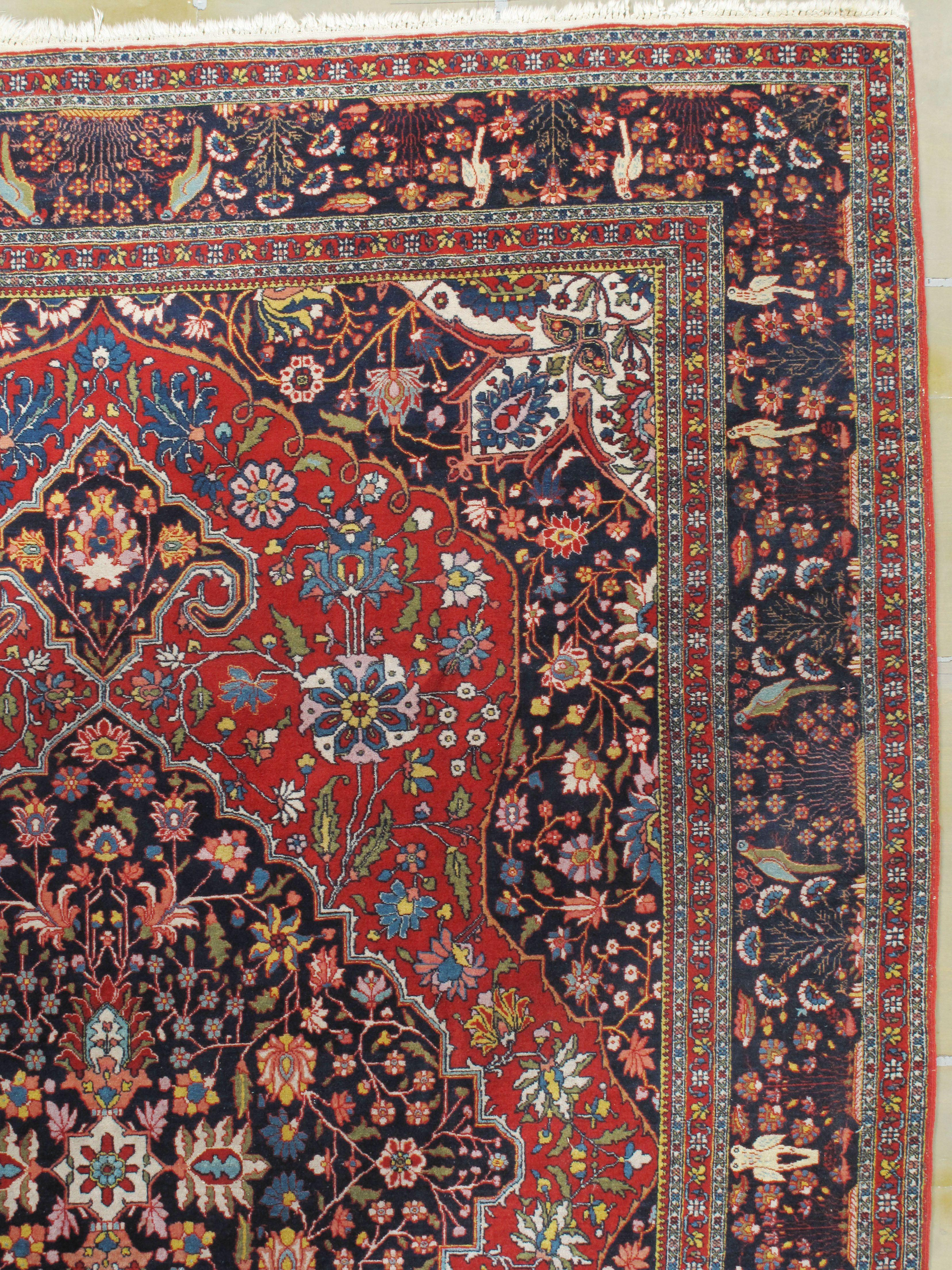 Tappeto persiano Tabriz vintage del 1940 in lana annodata a mano 8'6 x 11'6 in vendita 2