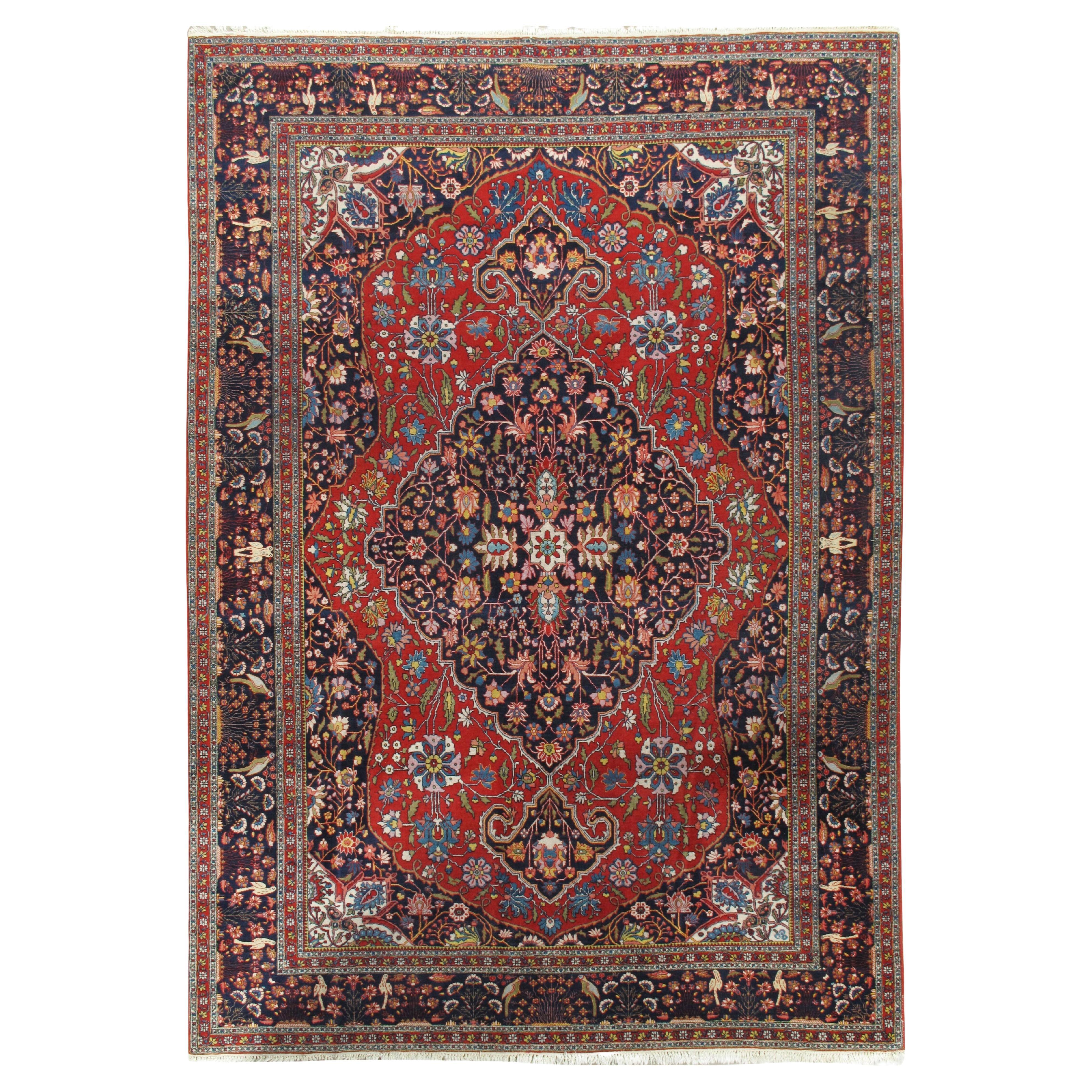 Vintage Circa 1940 Persian Tabriz Carpet Rug Hand Knotsted Wool 8'6 x 11'6