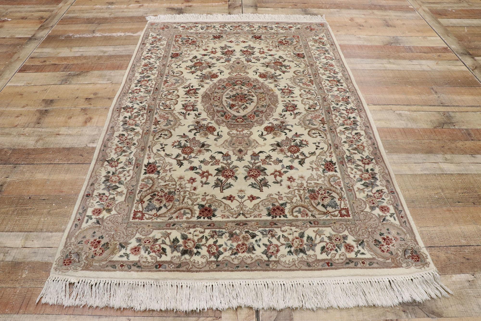 Vintage Persian Tabriz Chinese Floral Rug with Art Nouveau Rococo Style For Sale 2