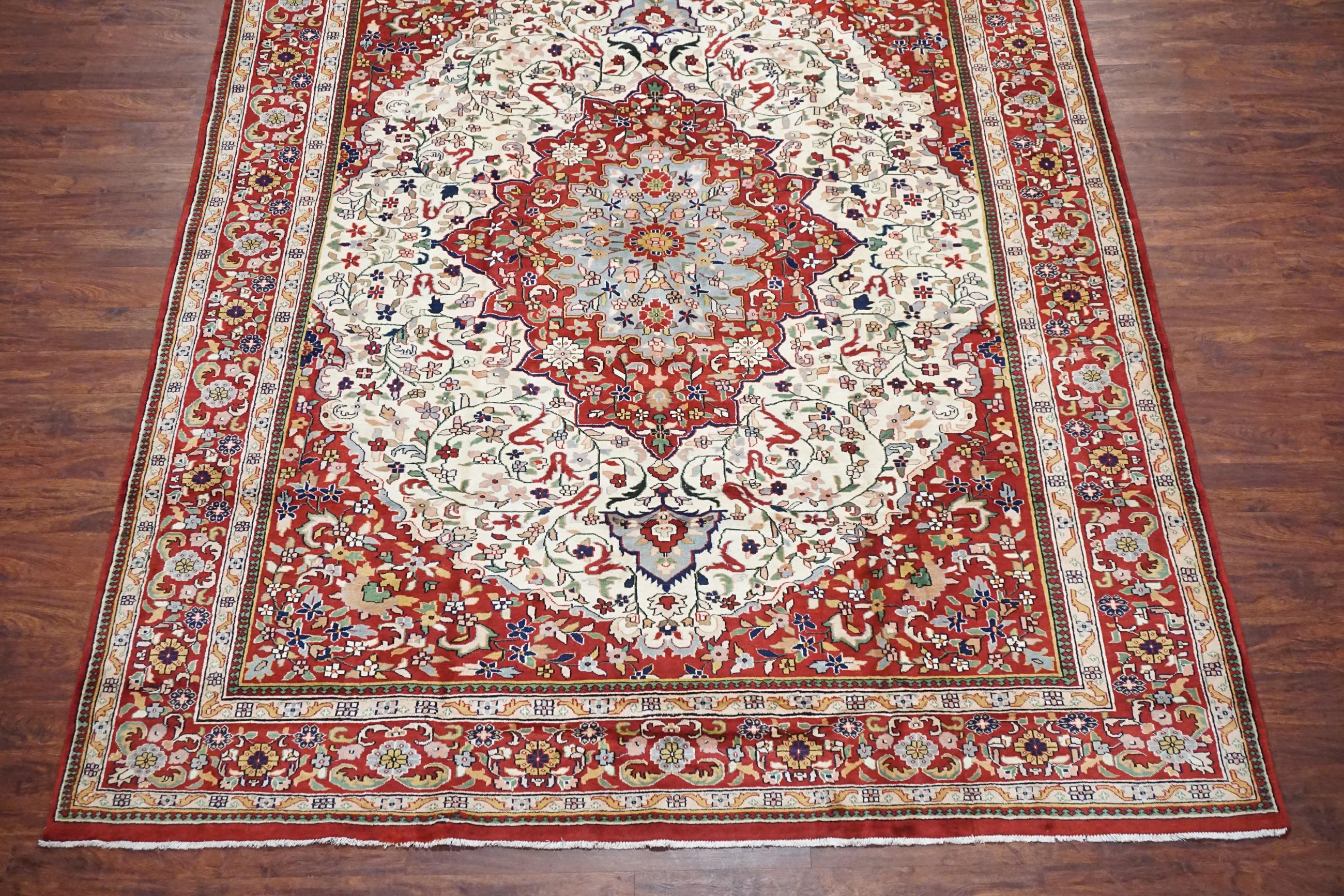 Hand-Knotted Vintage Persian Tabriz, circa 1970 For Sale