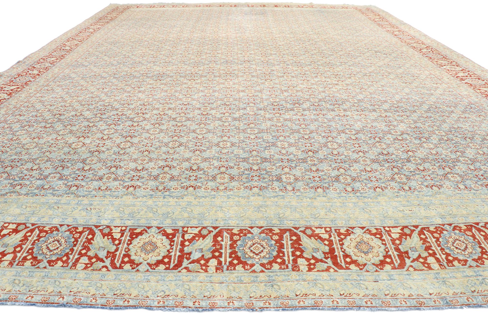 Turkish Vintage Persian Tabriz Design Rug with Southern Living American Colonial Style