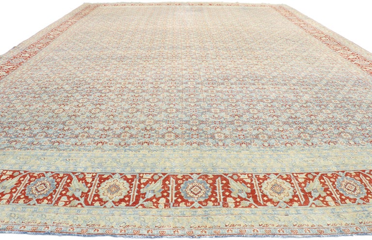 Turkish Vintage Persian Tabriz Design Rug with Southern Living American Colonial Style For Sale
