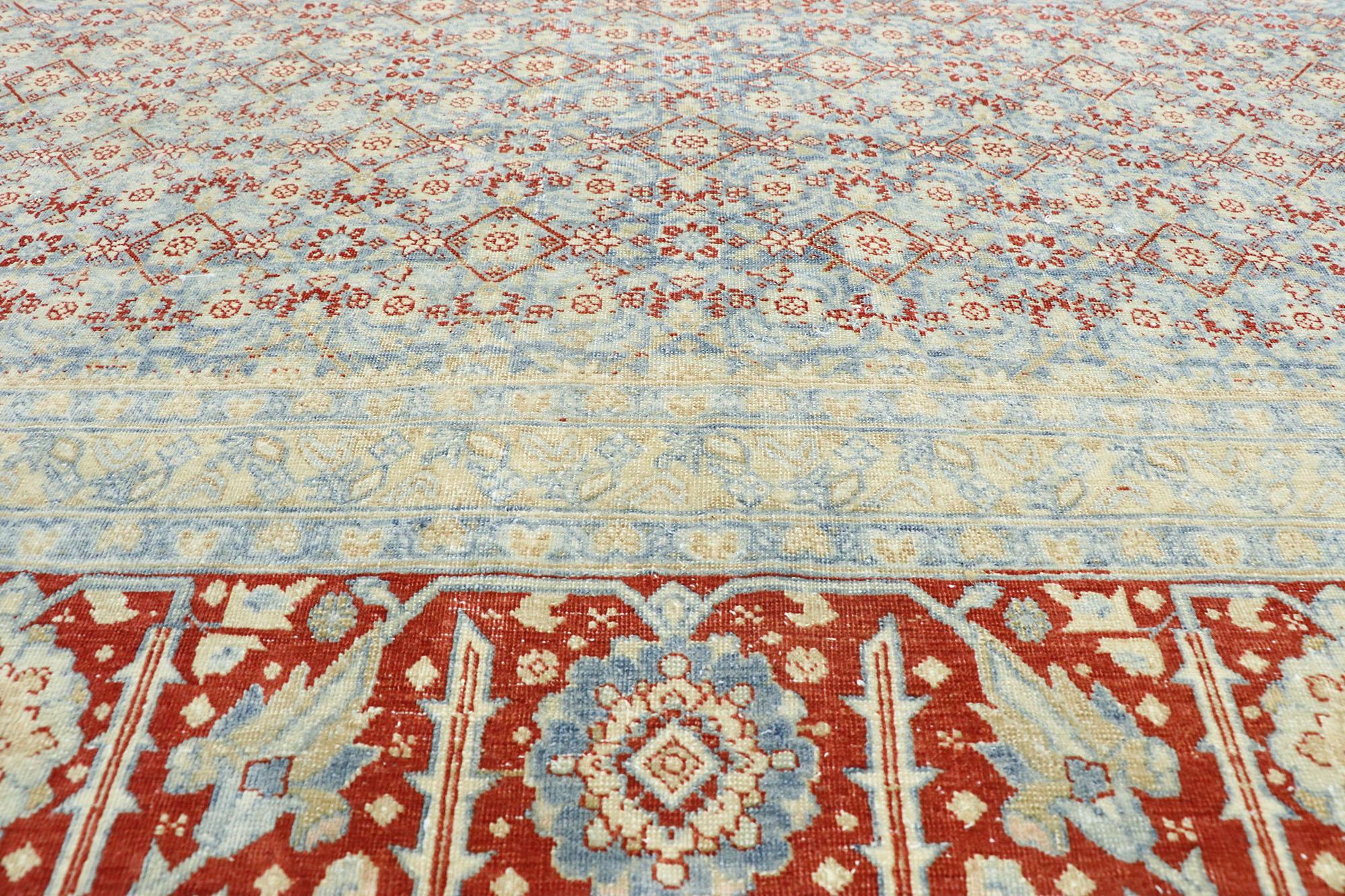 Hand-Knotted Vintage Persian Tabriz Design Rug with Southern Living American Colonial Style For Sale