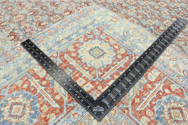 Vintage Persian Tabriz Design Rug with Southern Living American Colonial Style In Distressed Condition For Sale In Dallas, TX