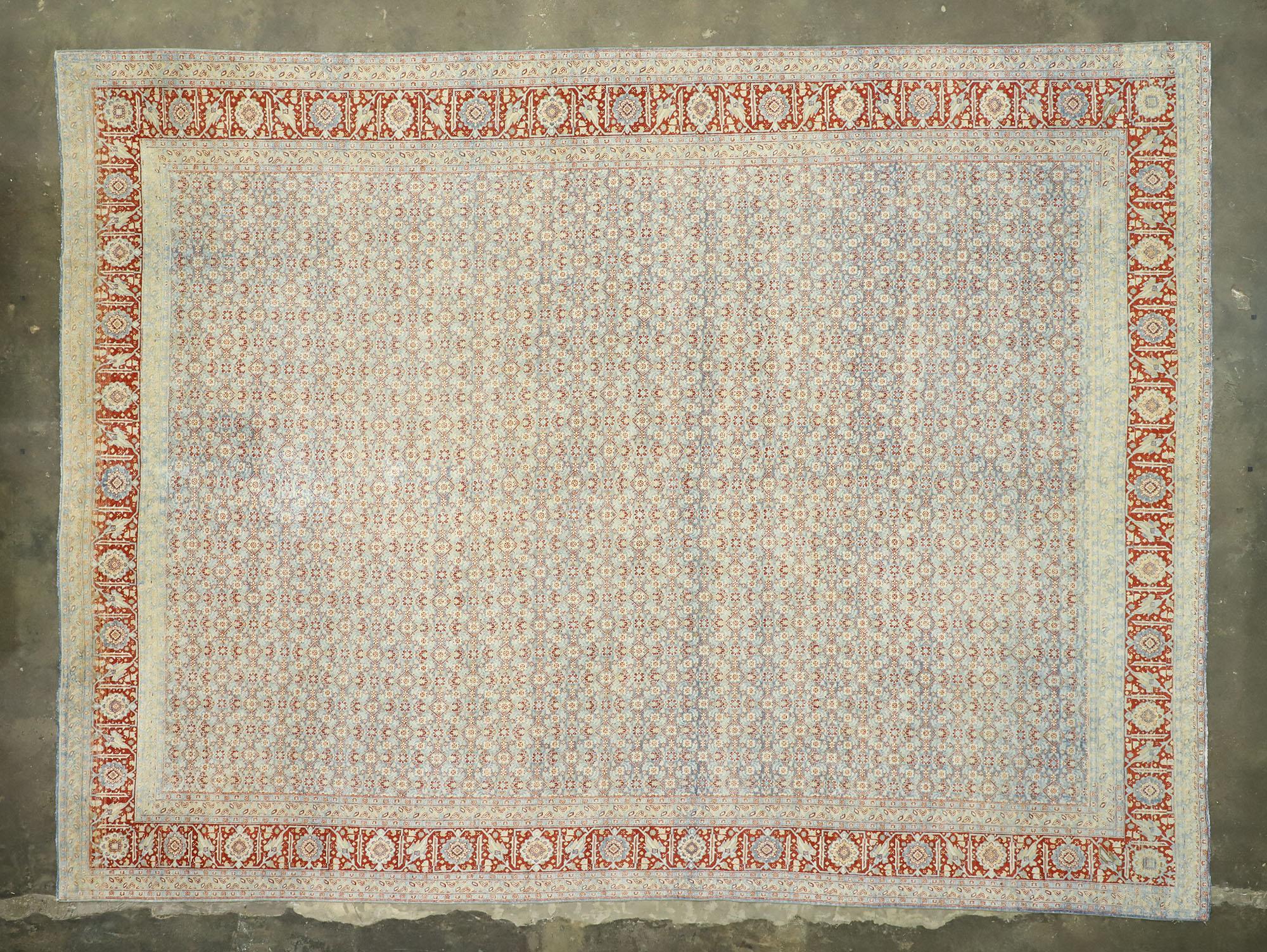 Vintage Persian Tabriz Design Rug with Southern Living American Colonial Style 1