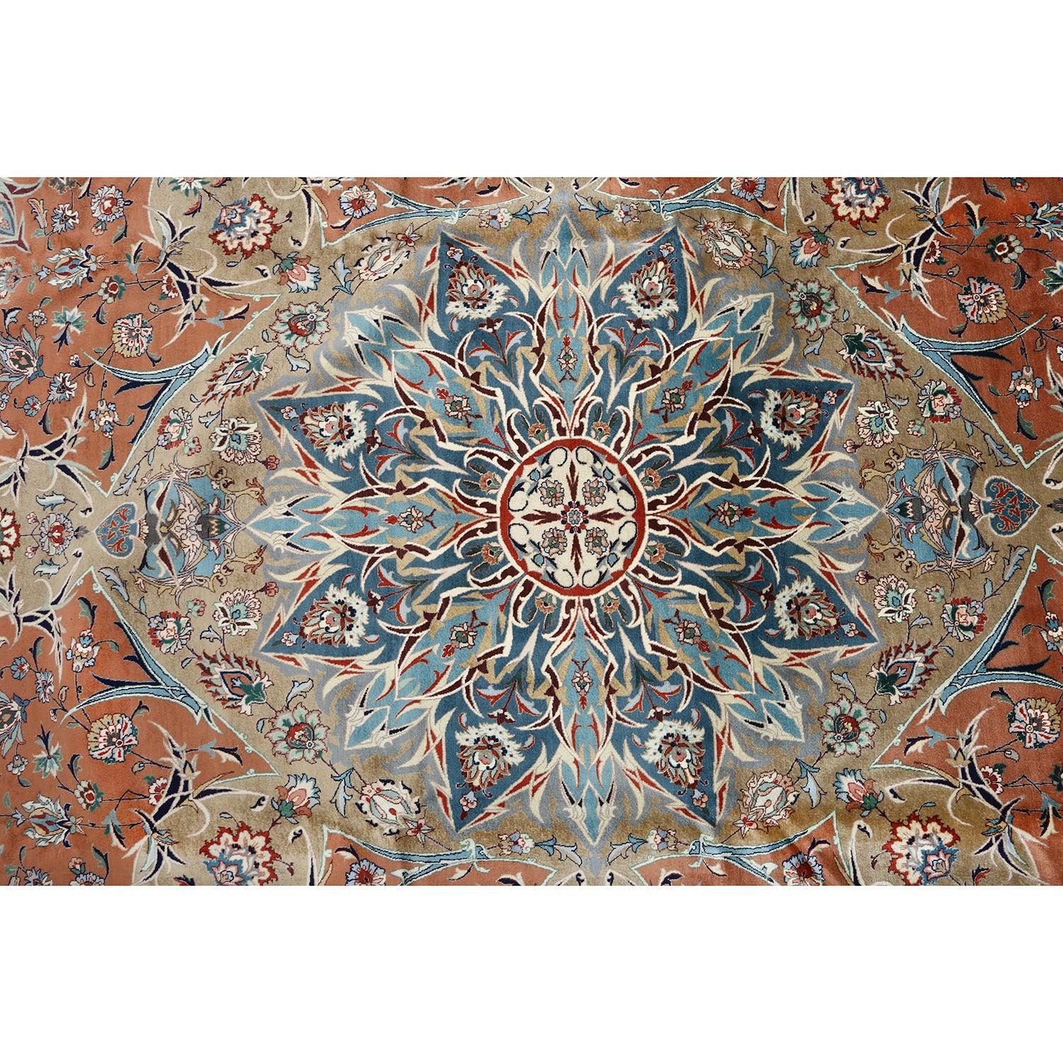 Annodato a mano Tappeto persiano Tabriz Emad vintage in kork e cotone - Dimensioni: 12'6 X 10' in vendita