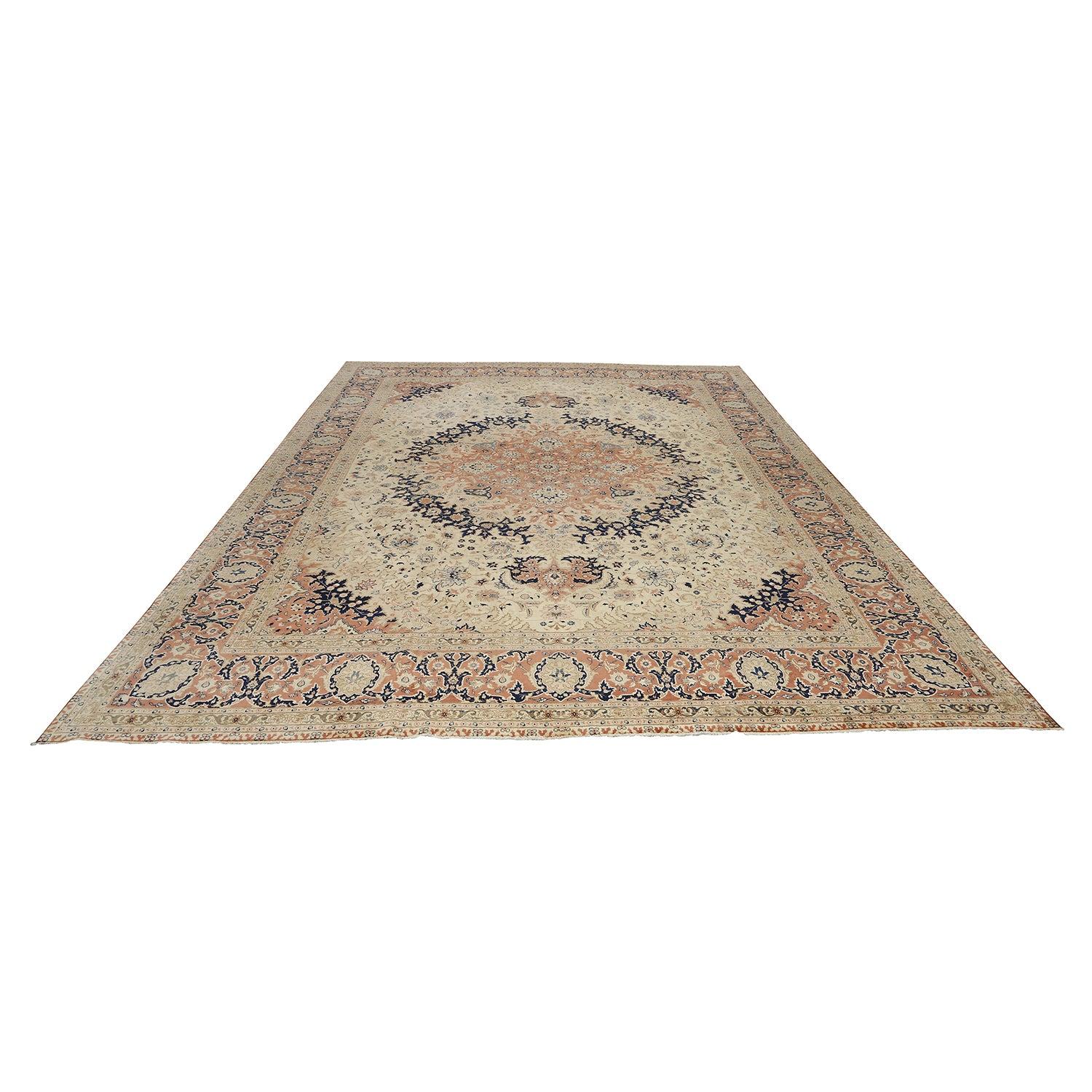 Hand-Knotted Vintage Persian Tabriz Emad Rug in - Size: 17'1 X 12'10 For Sale