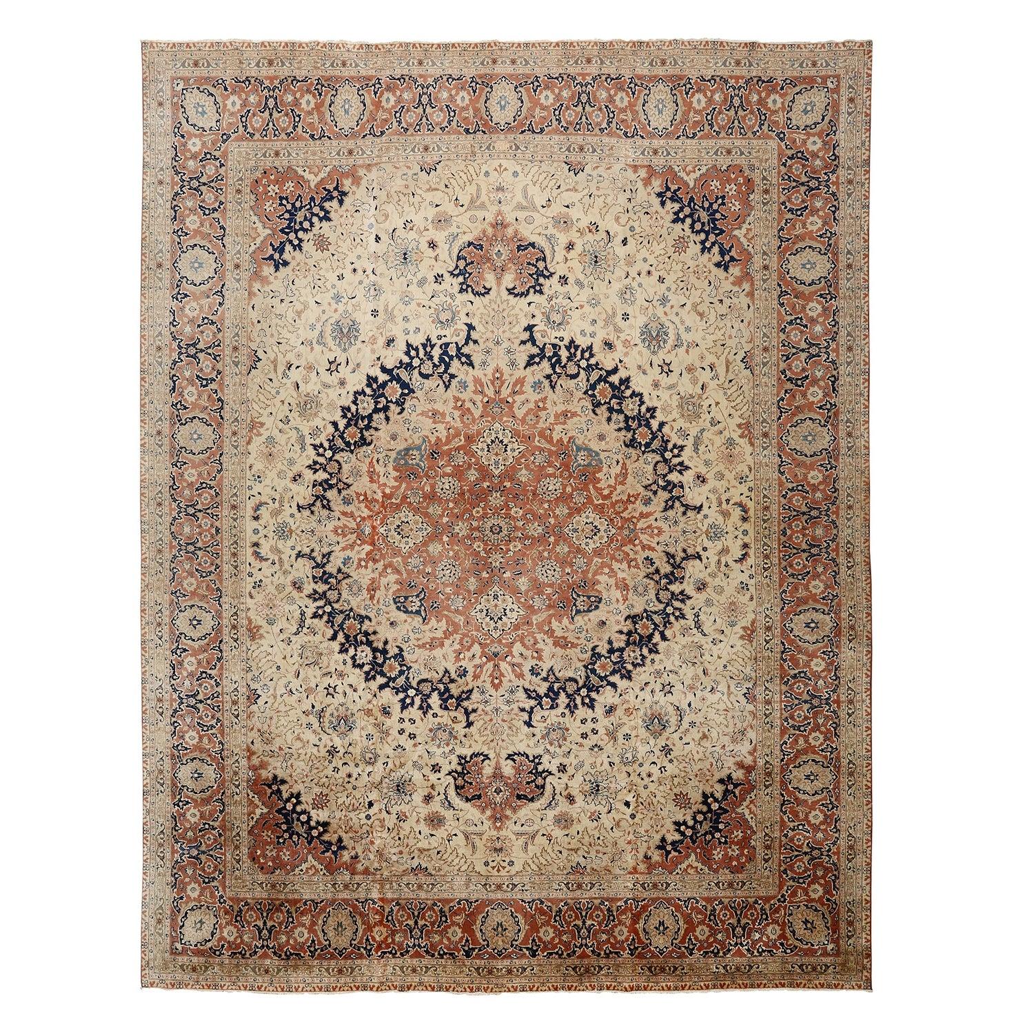 Vintage Persian Tabriz Emad Rug in - Size: 17'1 X 12'10