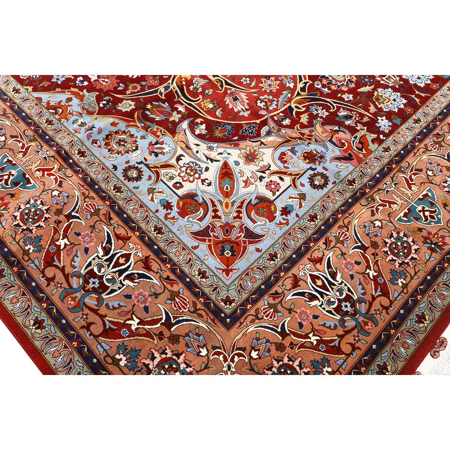 Hand-Knotted Vintage Persian Tabriz Emad Rug in Wool and Silk -Size: 13'1 X 9'6 For Sale