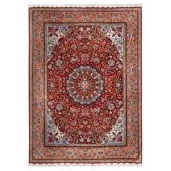 Vintage Persian Tabriz Emad Rug in Wool and Silk -Size: 13'1 X 9'6