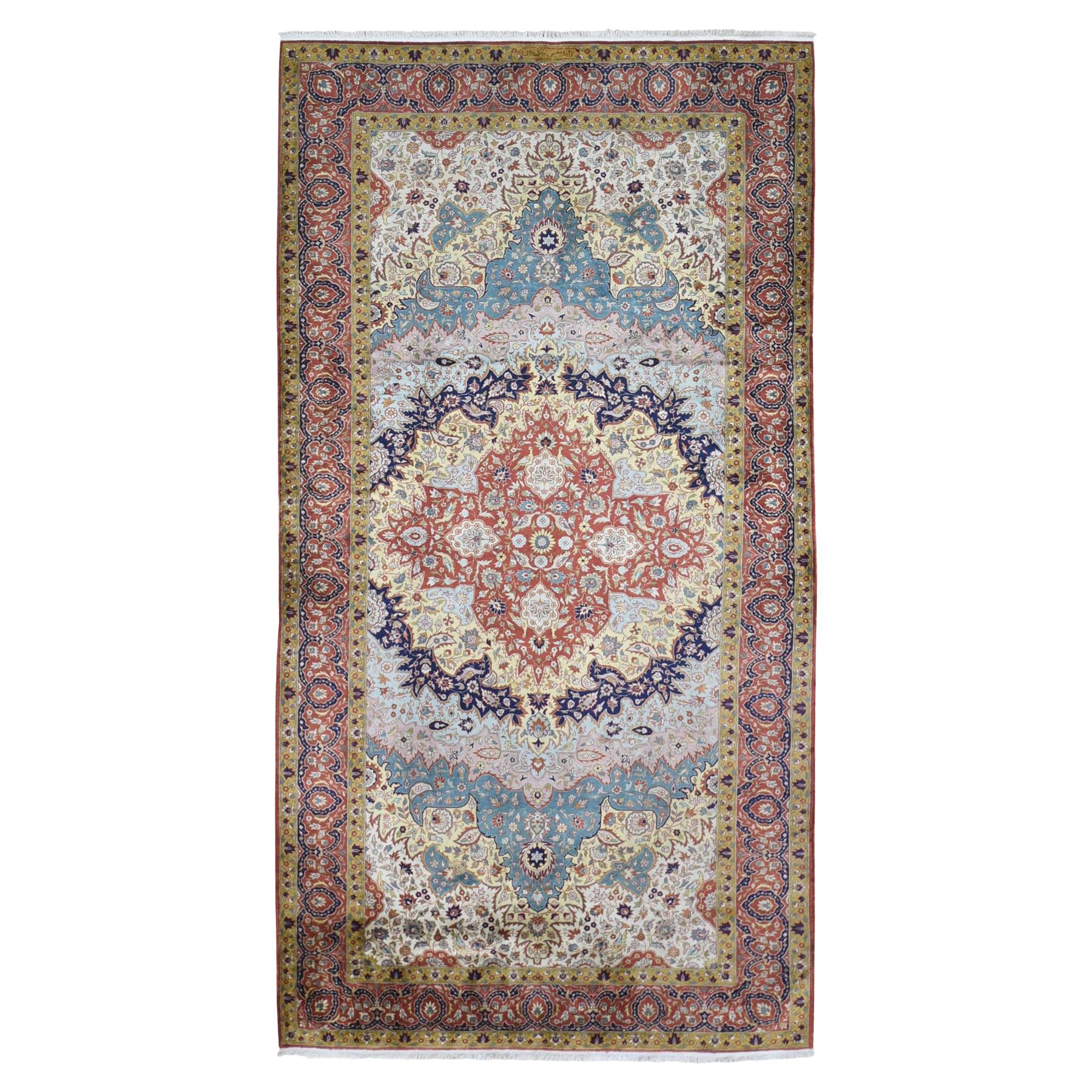 Persian Tabriz 400 Kpsi Mansion Size Wool and Silk Hand Knotted Rug at