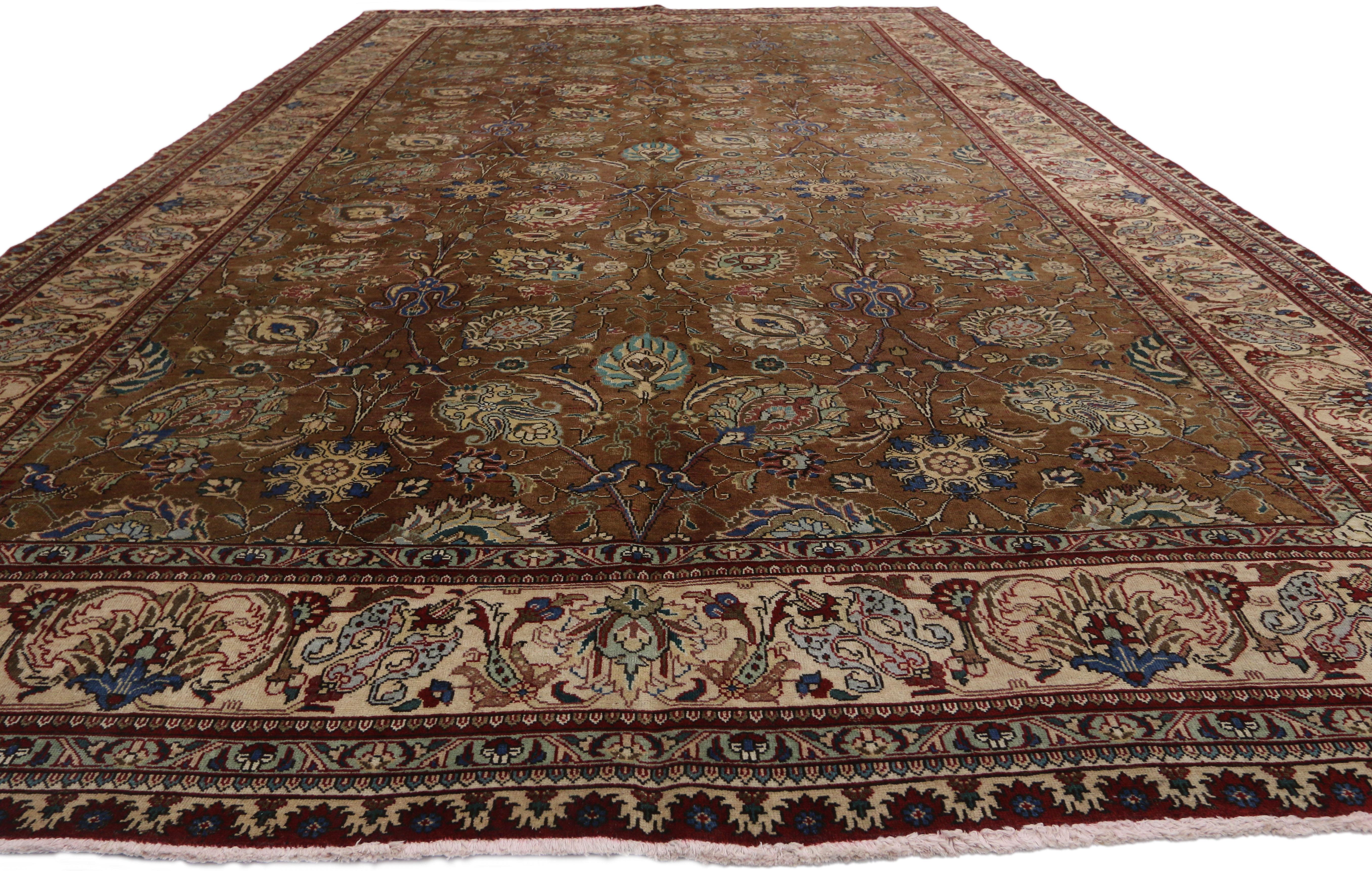 Hand-Knotted Vintage Persian Tabriz Palace Rug with Arabesque Art Nouveau Style For Sale
