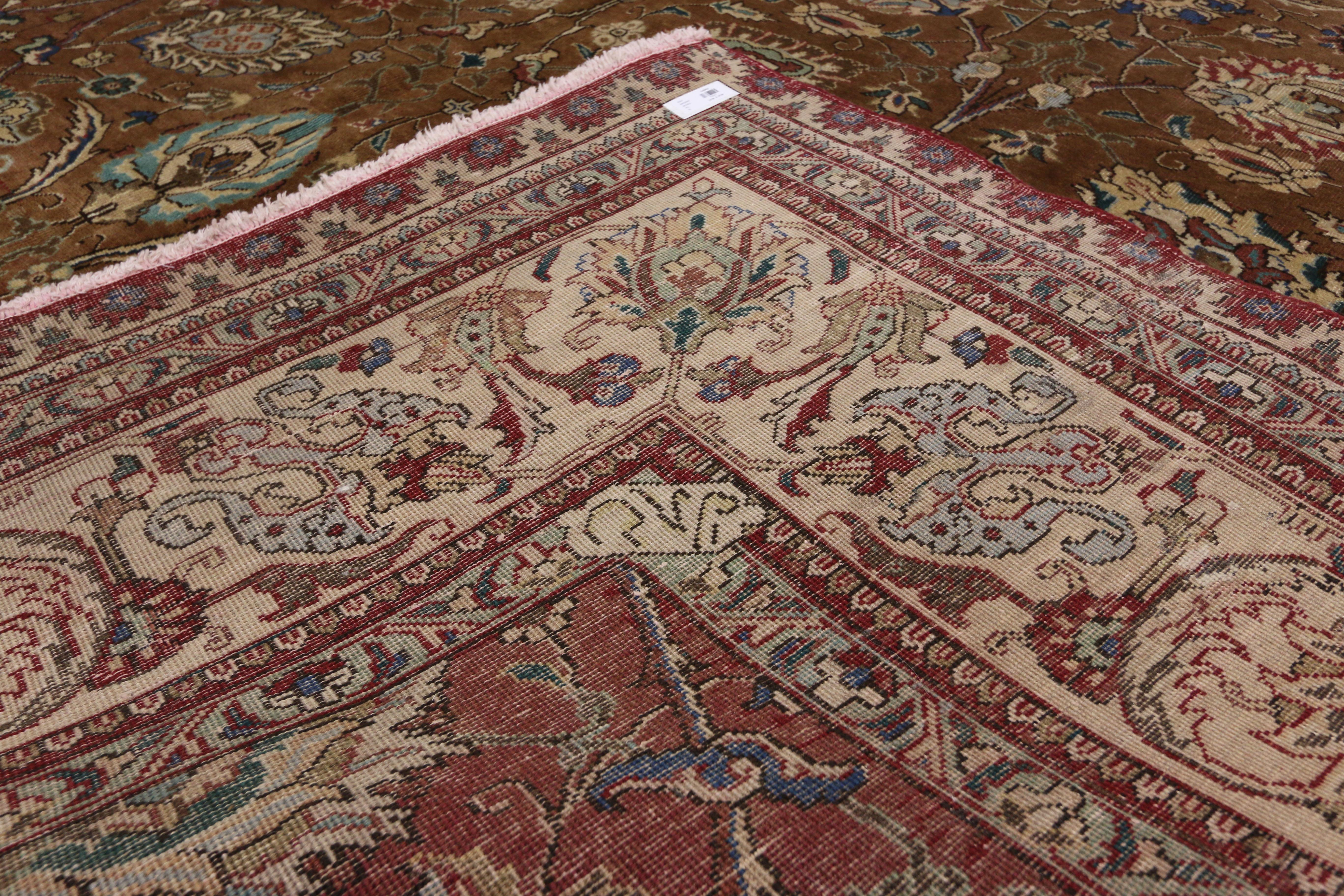 Wool Vintage Persian Tabriz Palace Rug with Arabesque Art Nouveau Style For Sale