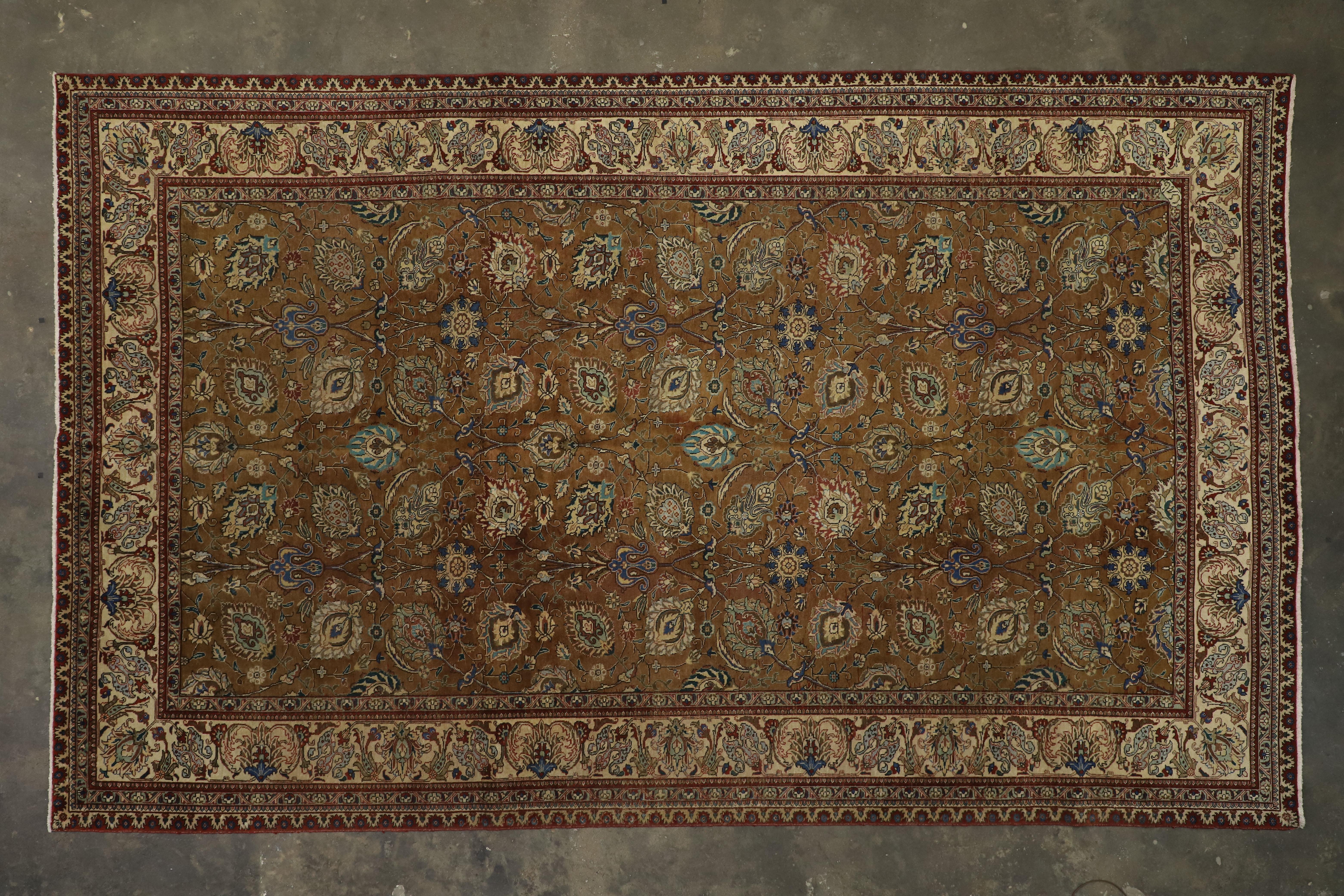 Vintage Persian Tabriz Palace Rug with Arabesque Art Nouveau Style For Sale 7