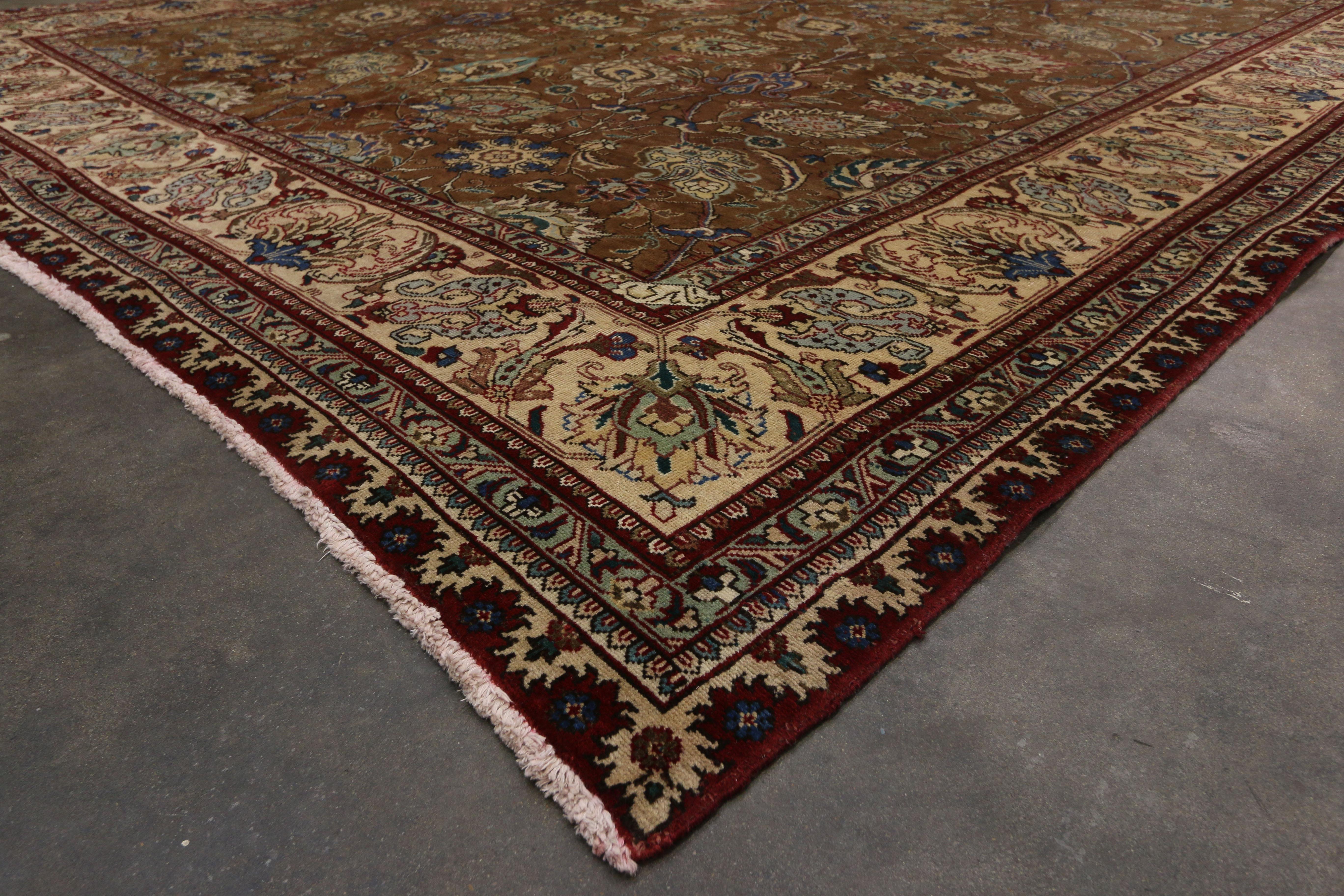 Vintage Persian Tabriz Palace Rug with Arabesque Art Nouveau Style For Sale 2