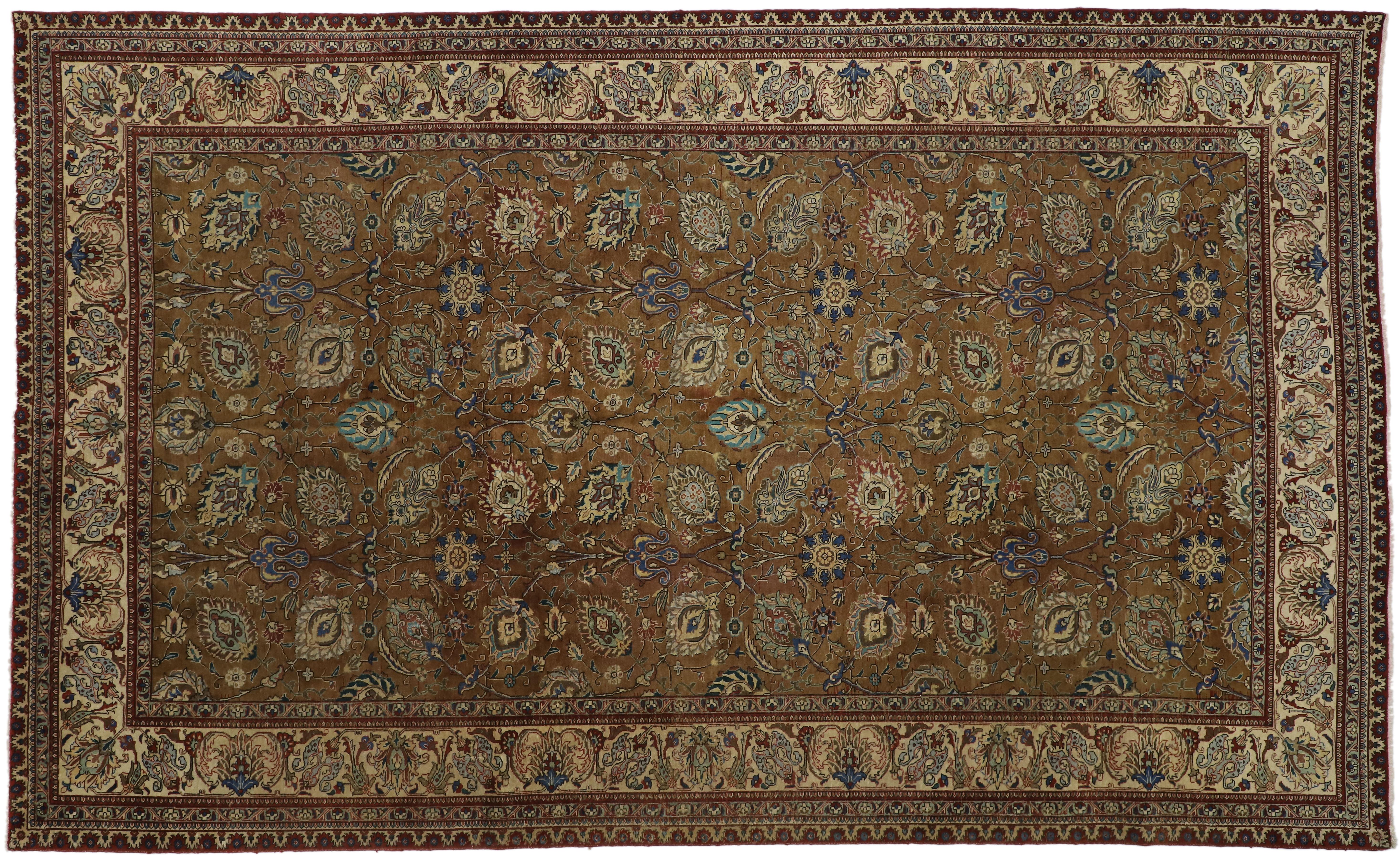 Tappeto vintage Tabriz Palace persiano con stile Arabesque Art Nouveau in vendita 10