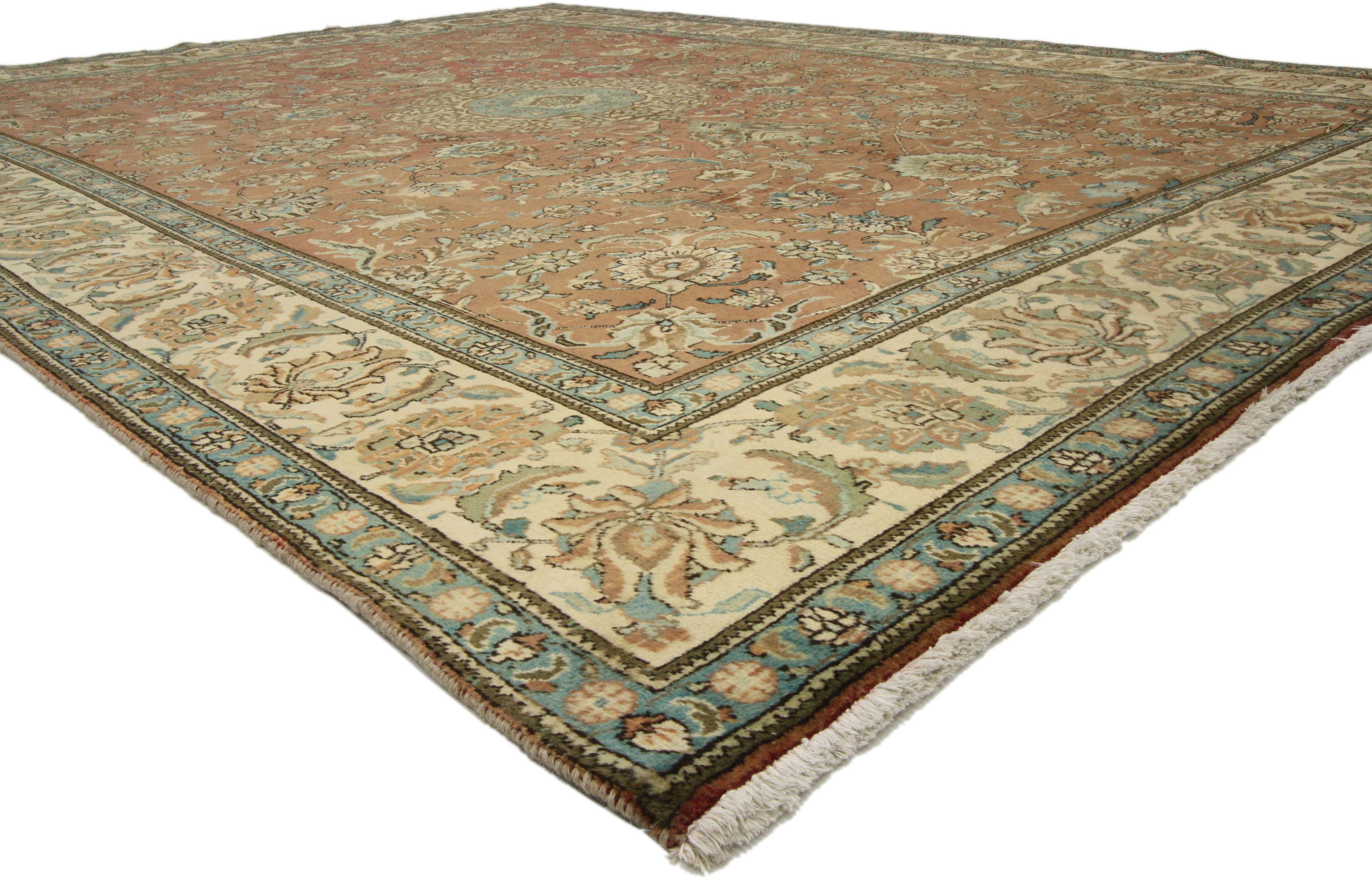 Hand-Knotted Vintage Persian Tabriz Gallery Rug with Hunting Scene and Medieval Style For Sale