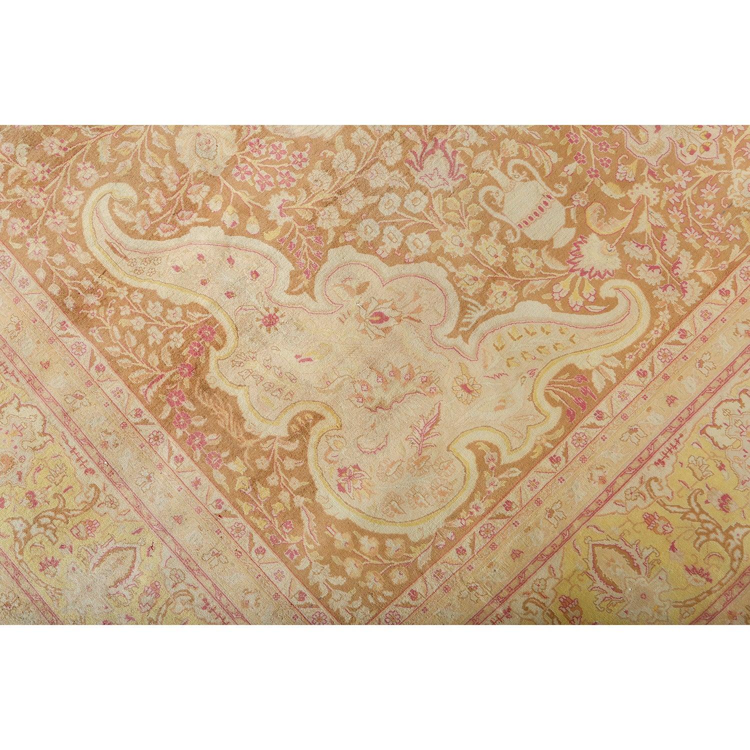 Persiano Tappeto vintage Tabriz GholiNami in kork e cotone 12'11 X 10' in vendita