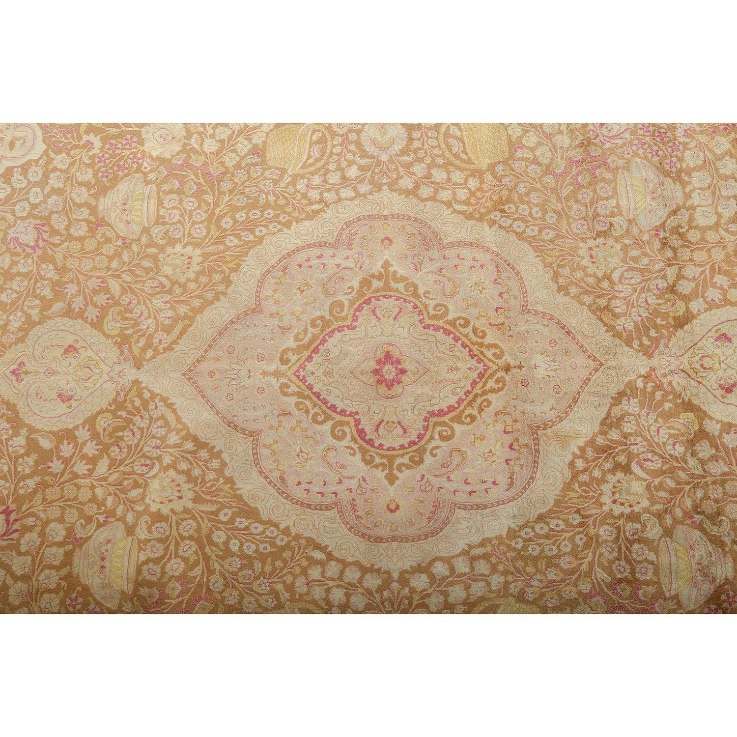 Annodato a mano Tappeto vintage Tabriz GholiNami in kork e cotone 12'11 X 10' in vendita
