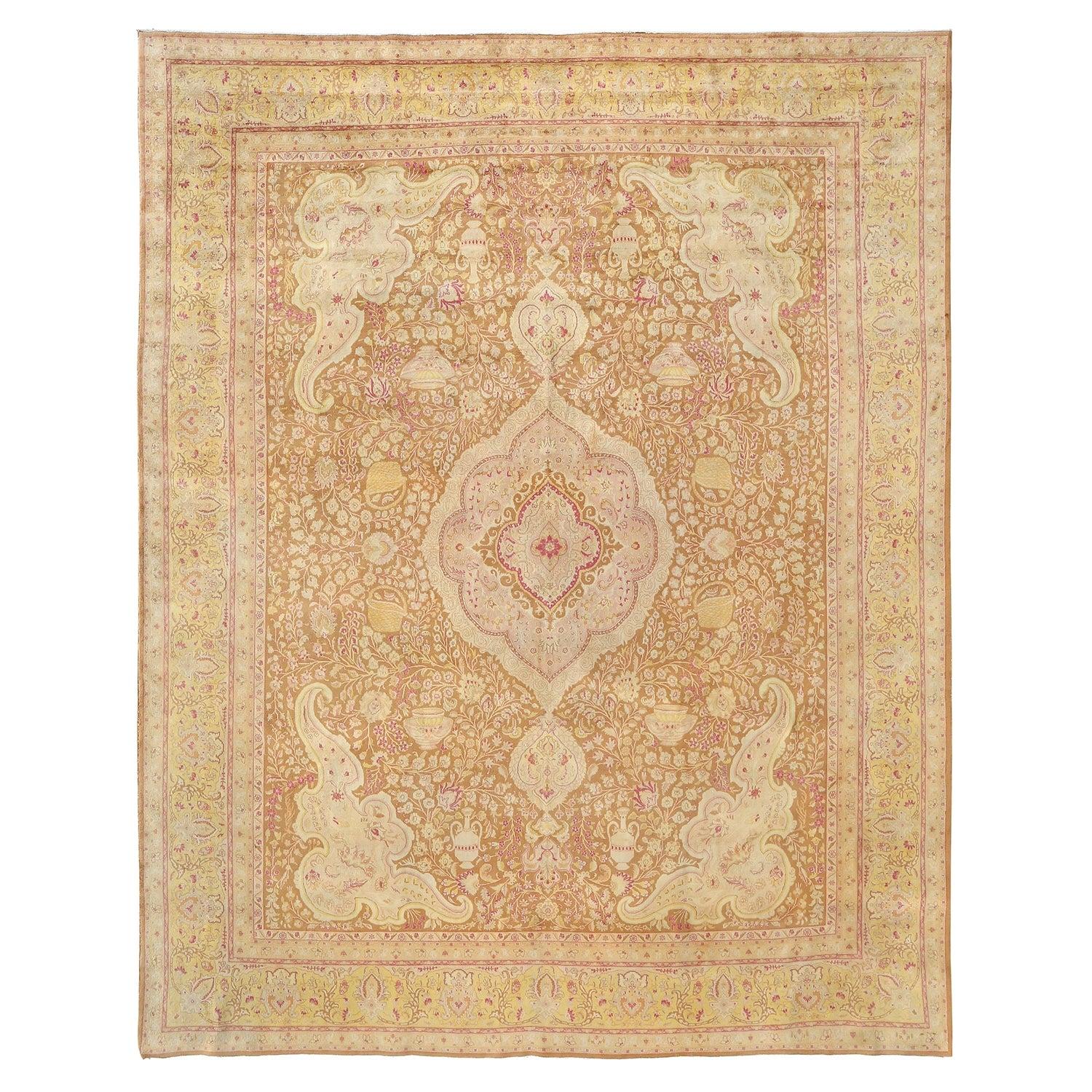 Tappeto vintage Tabriz GholiNami in kork e cotone 12'11 X 10'