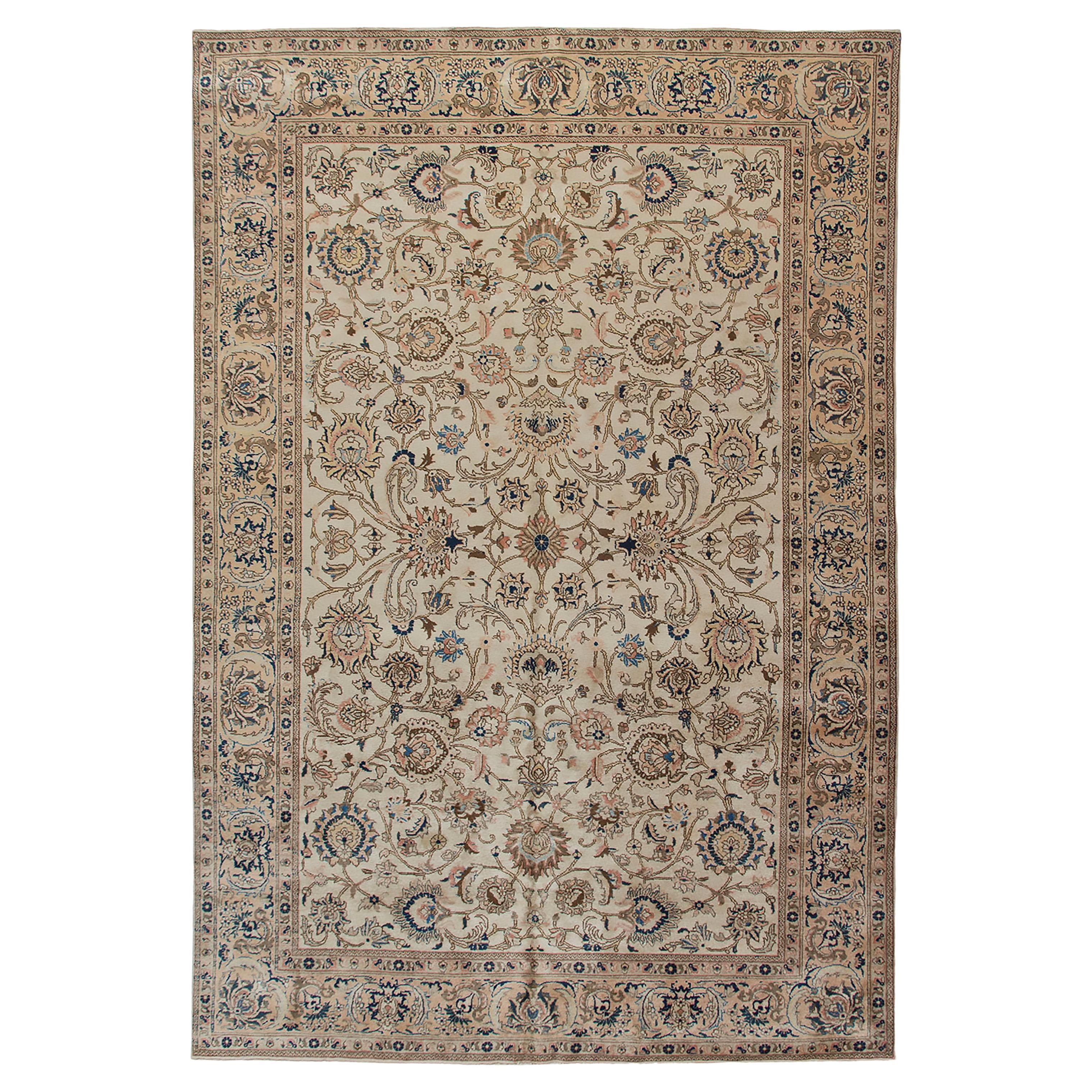 Vintage Persian Tabriz Hand Knotted Rug  7'9 x 11'