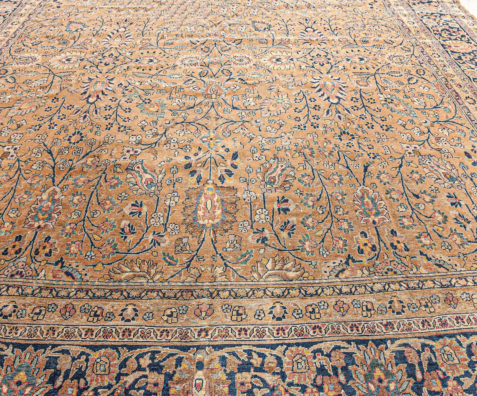 Vintage Persian Tabriz Handmade Wool Rug In Good Condition For Sale In New York, NY