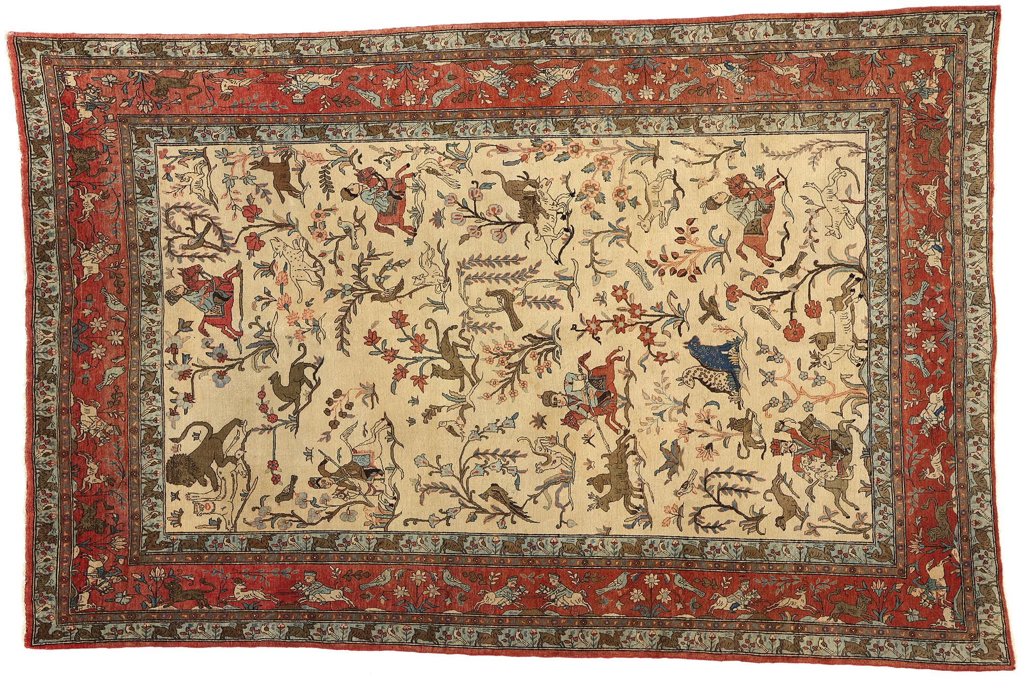 Vintage Persisch Tabriz Jagd bildliche Tableau Teppich im Angebot 4