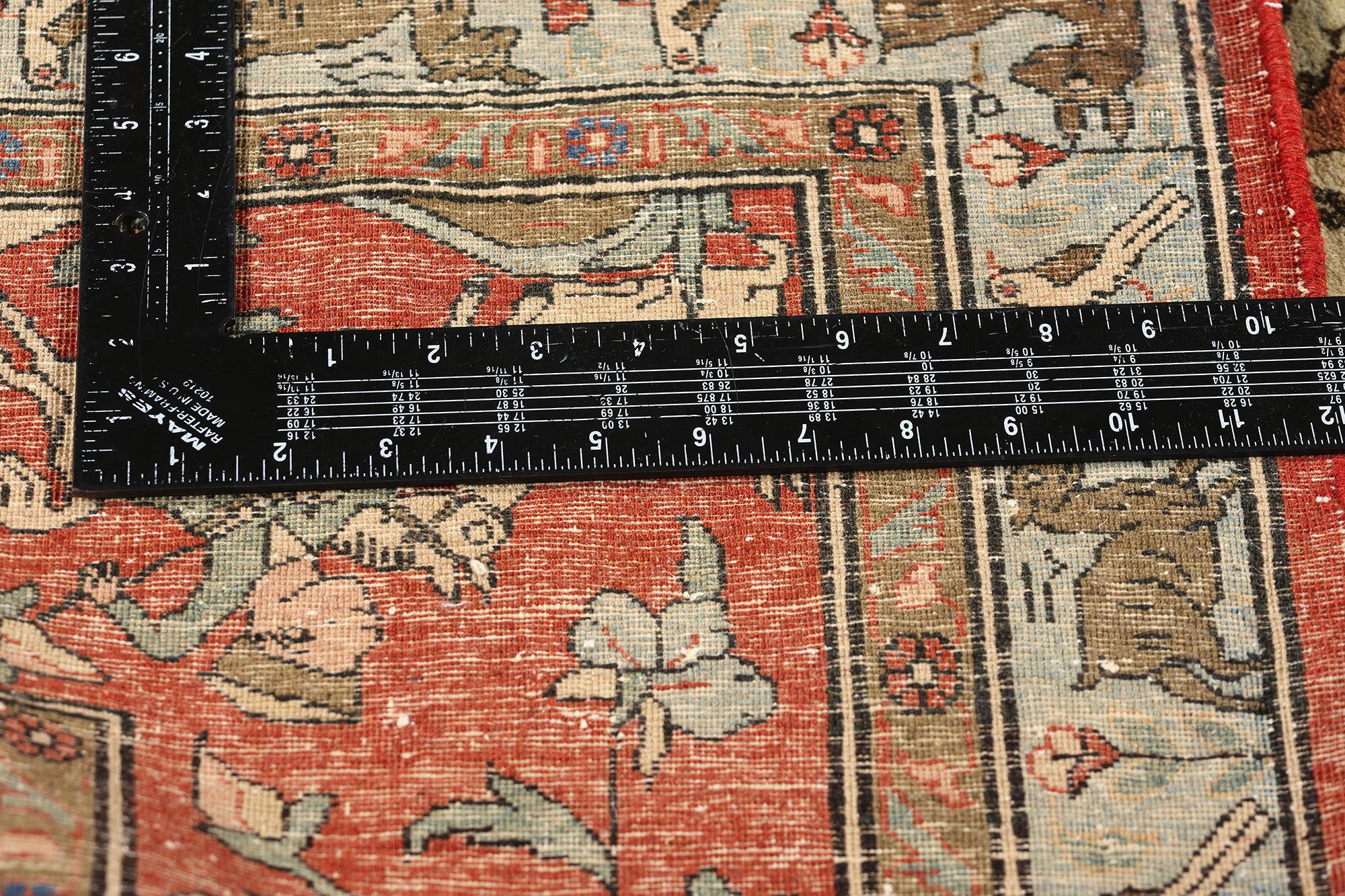 Wool Vintage Persian Tabriz Hunting Pictorial Tableau Carpet For Sale