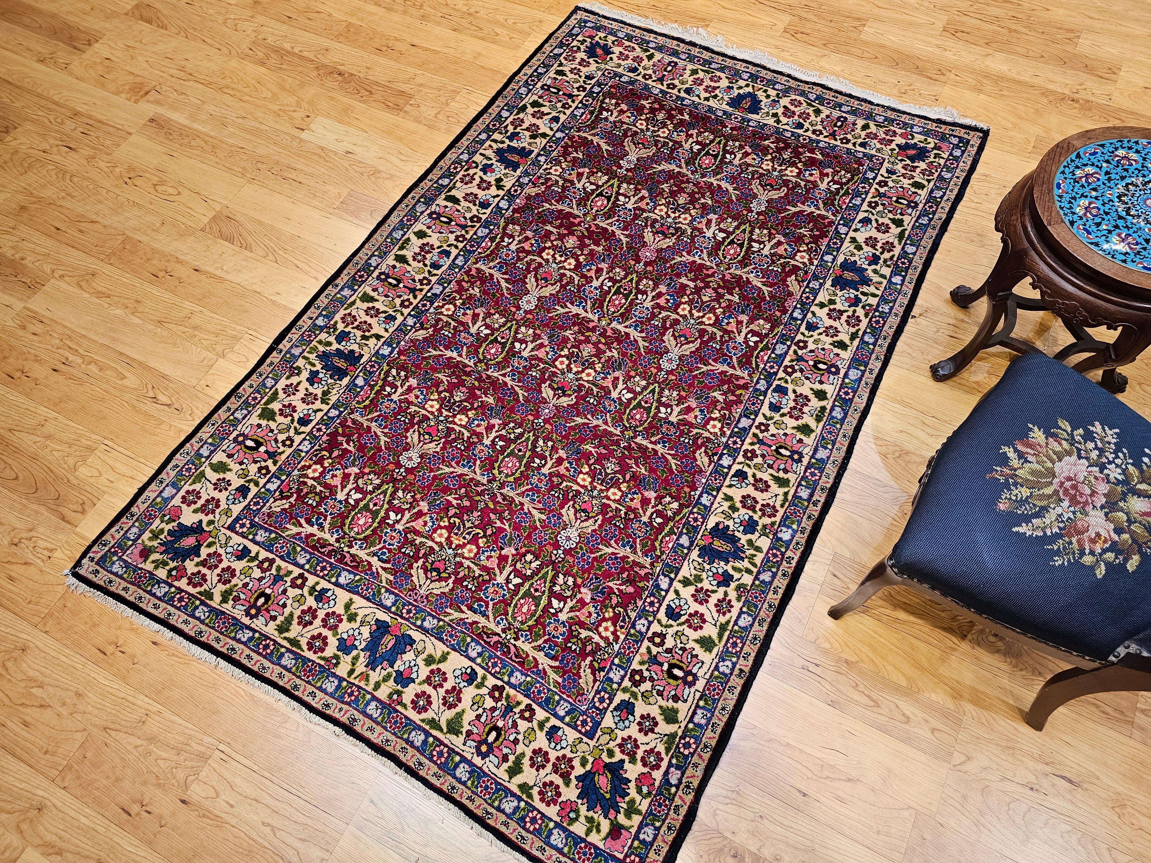 Vintage Persian Tabriz in All Over Pattern in Magenta, Yellow, Green, Blue, Pink For Sale 8
