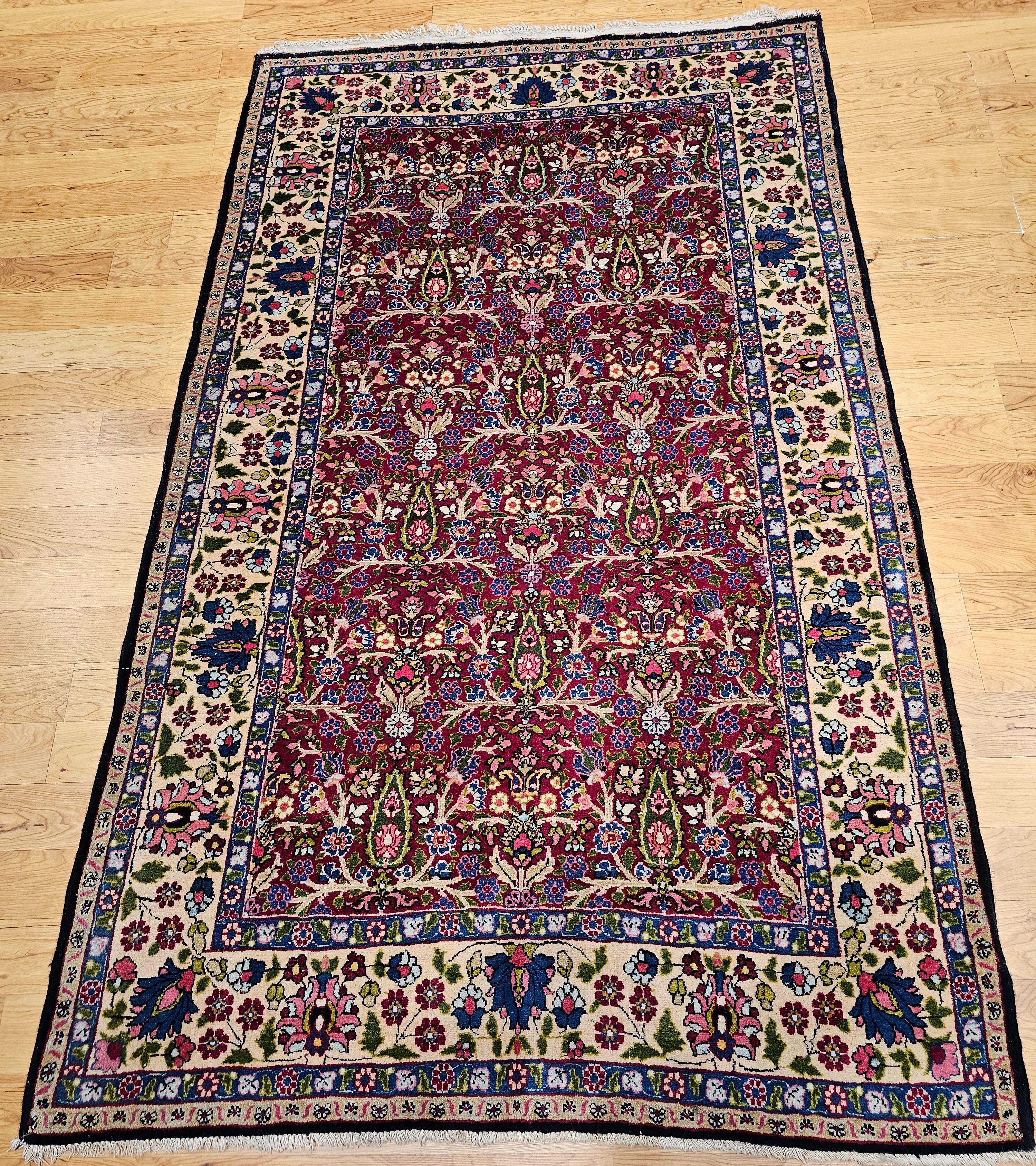 Vintage Persian Tabriz in All Over Pattern in Magenta, Yellow, Green, Blue, Pink For Sale 13