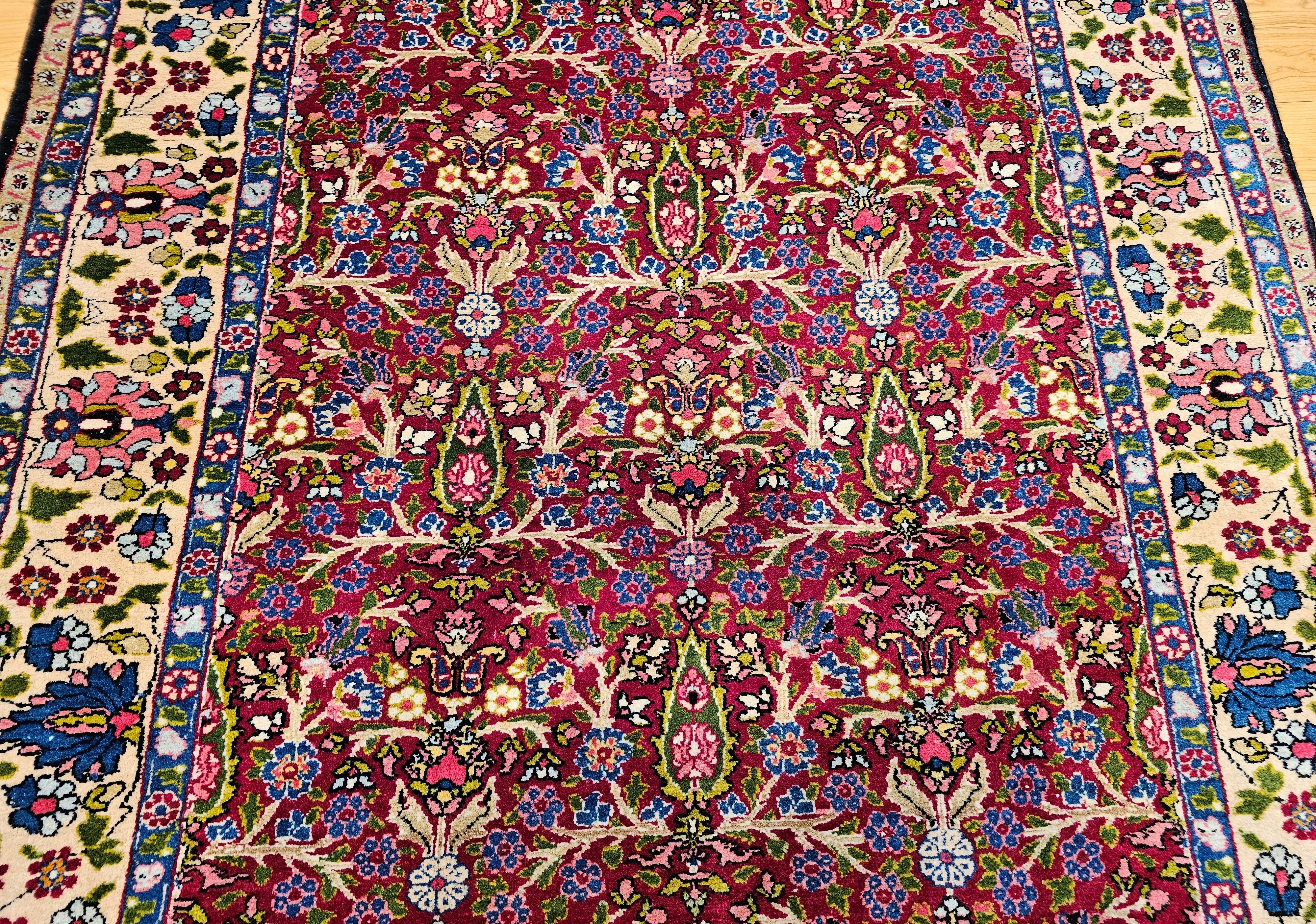 Mid-20th Century Vintage Persian Tabriz in All Over Pattern in Magenta, Yellow, Green, Blue, Pink For Sale