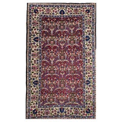 Vintage Persian Tabriz in All Over Pattern in Magenta, Yellow, Green, Blue, Pink
