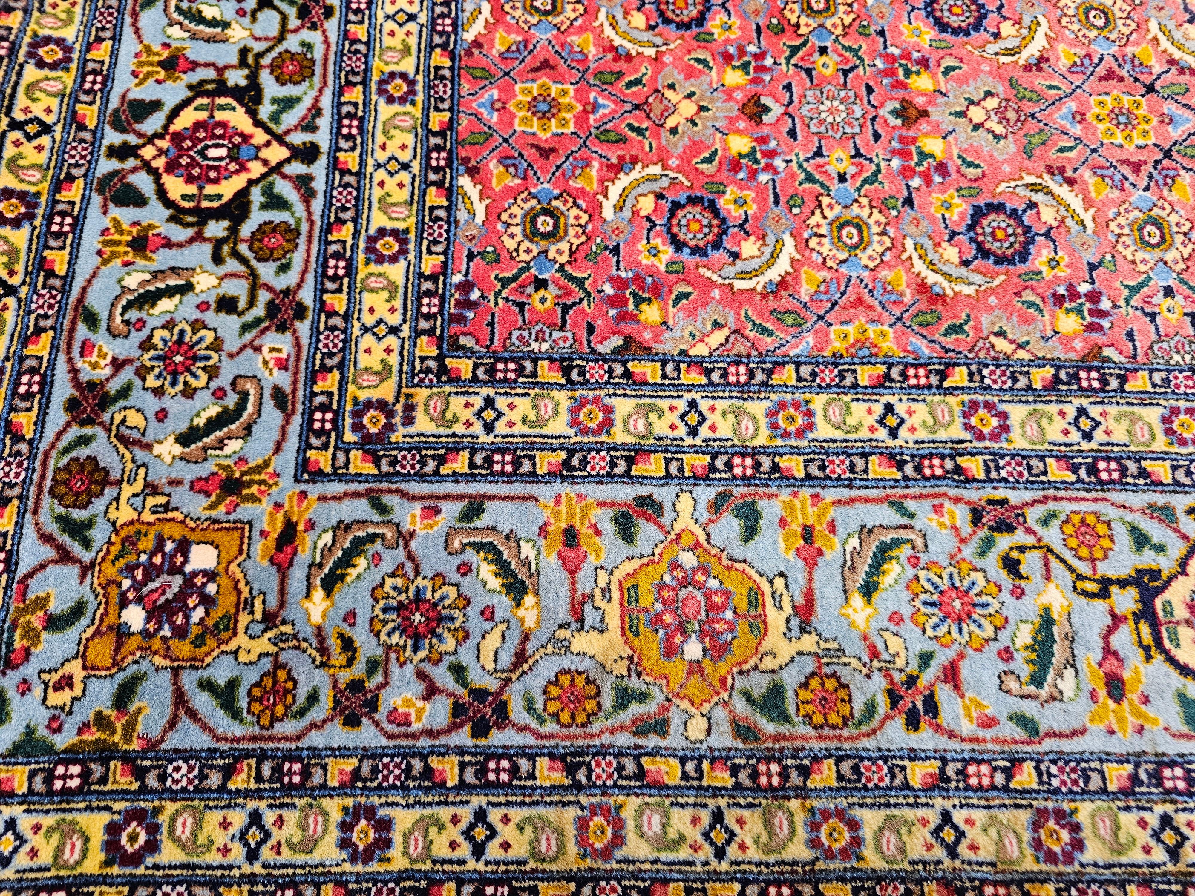 Vintage Persian Tabriz Rug in Allover Geometric Pattern in Plum, Turquoise, Navy For Sale 6